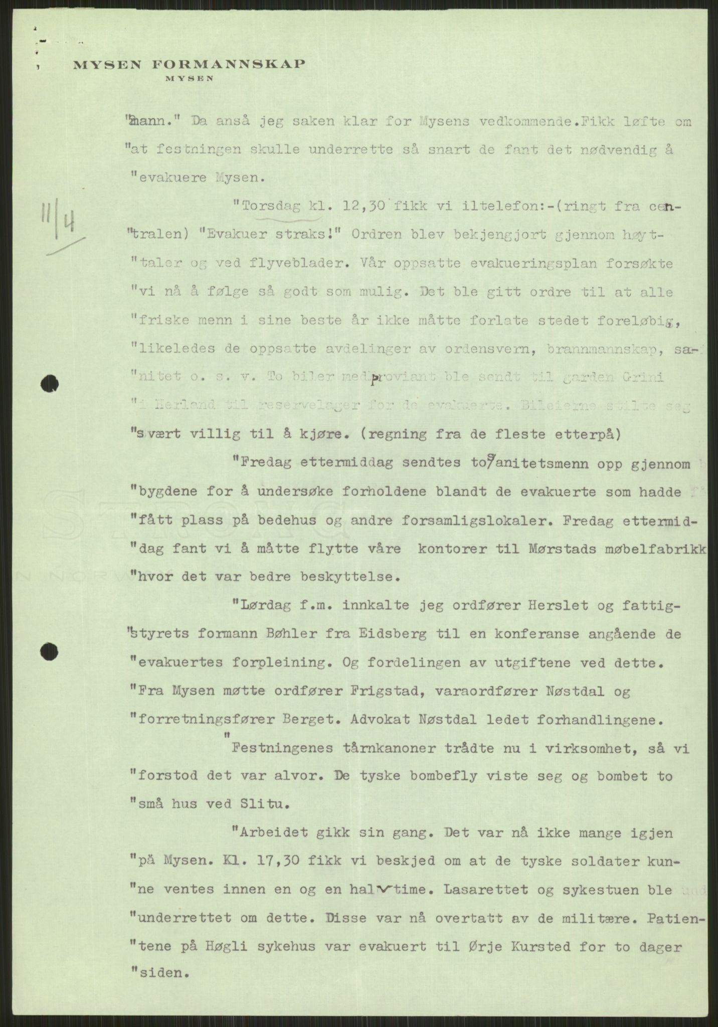 Forsvaret, Forsvarets krigshistoriske avdeling, AV/RA-RAFA-2017/Y/Ya/L0013: II-C-11-31 - Fylkesmenn.  Rapporter om krigsbegivenhetene 1940., 1940, p. 108