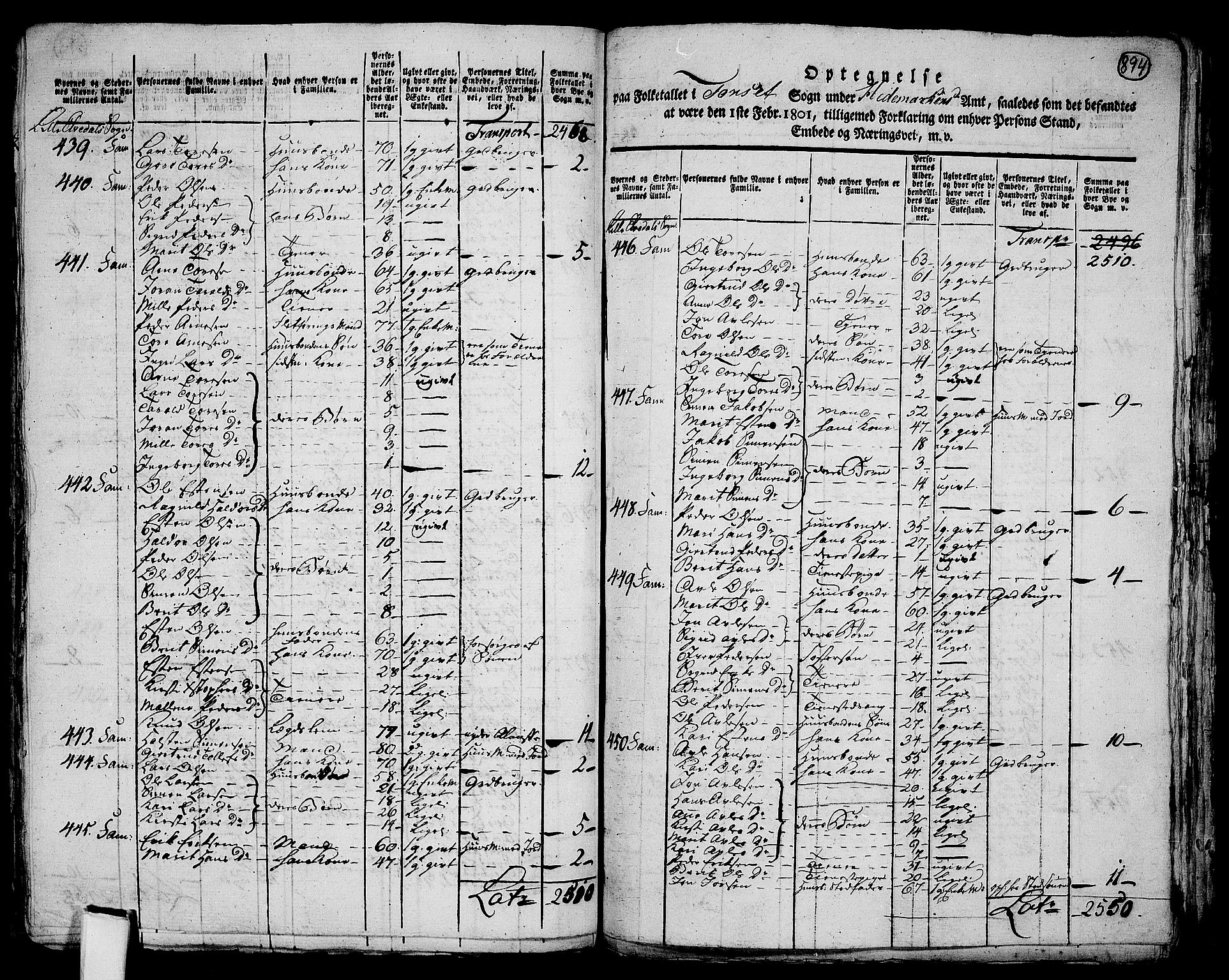 RA, 1801 census for 0437P Tynset, 1801, p. 893b-894a