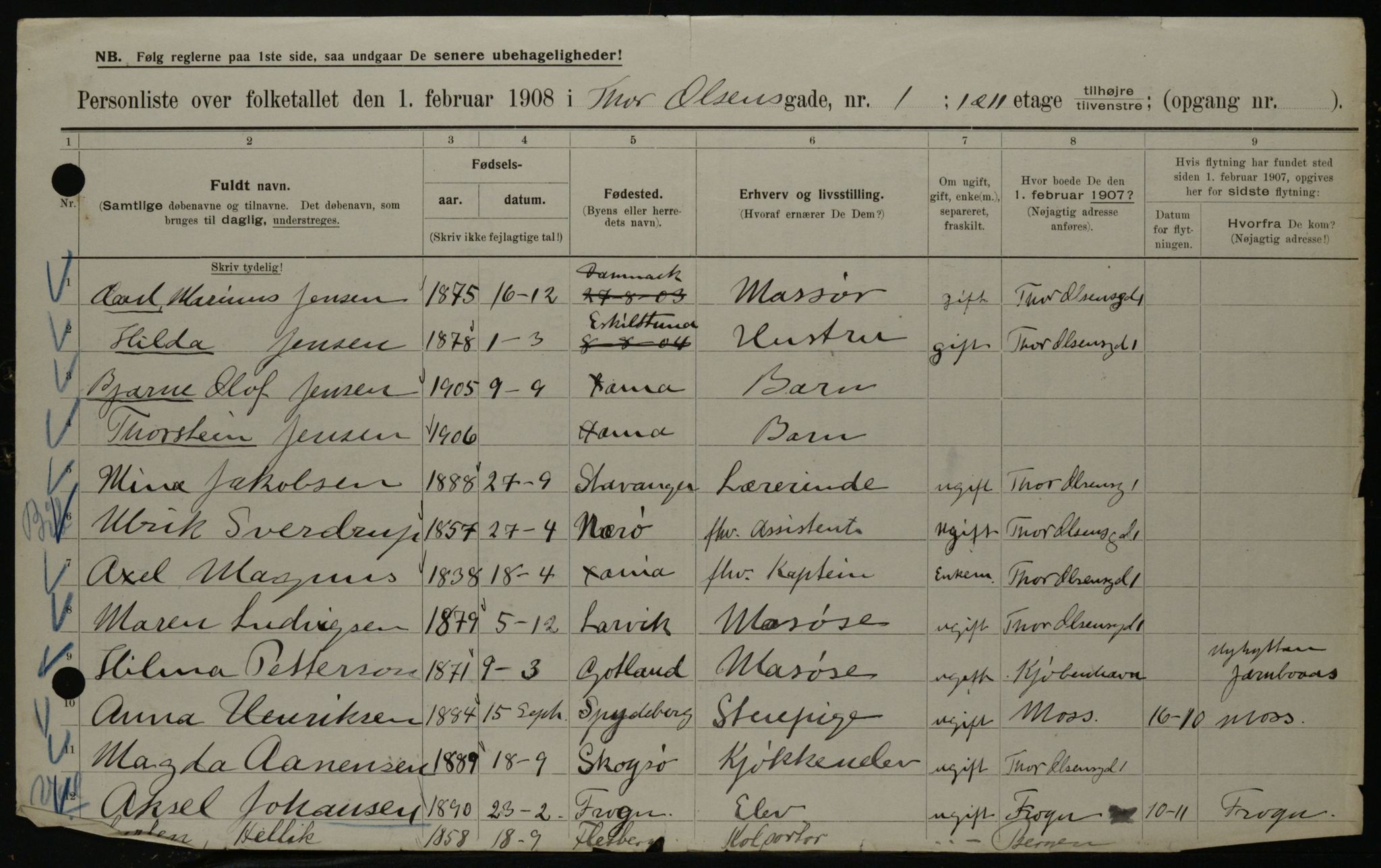 OBA, Municipal Census 1908 for Kristiania, 1908, p. 98225