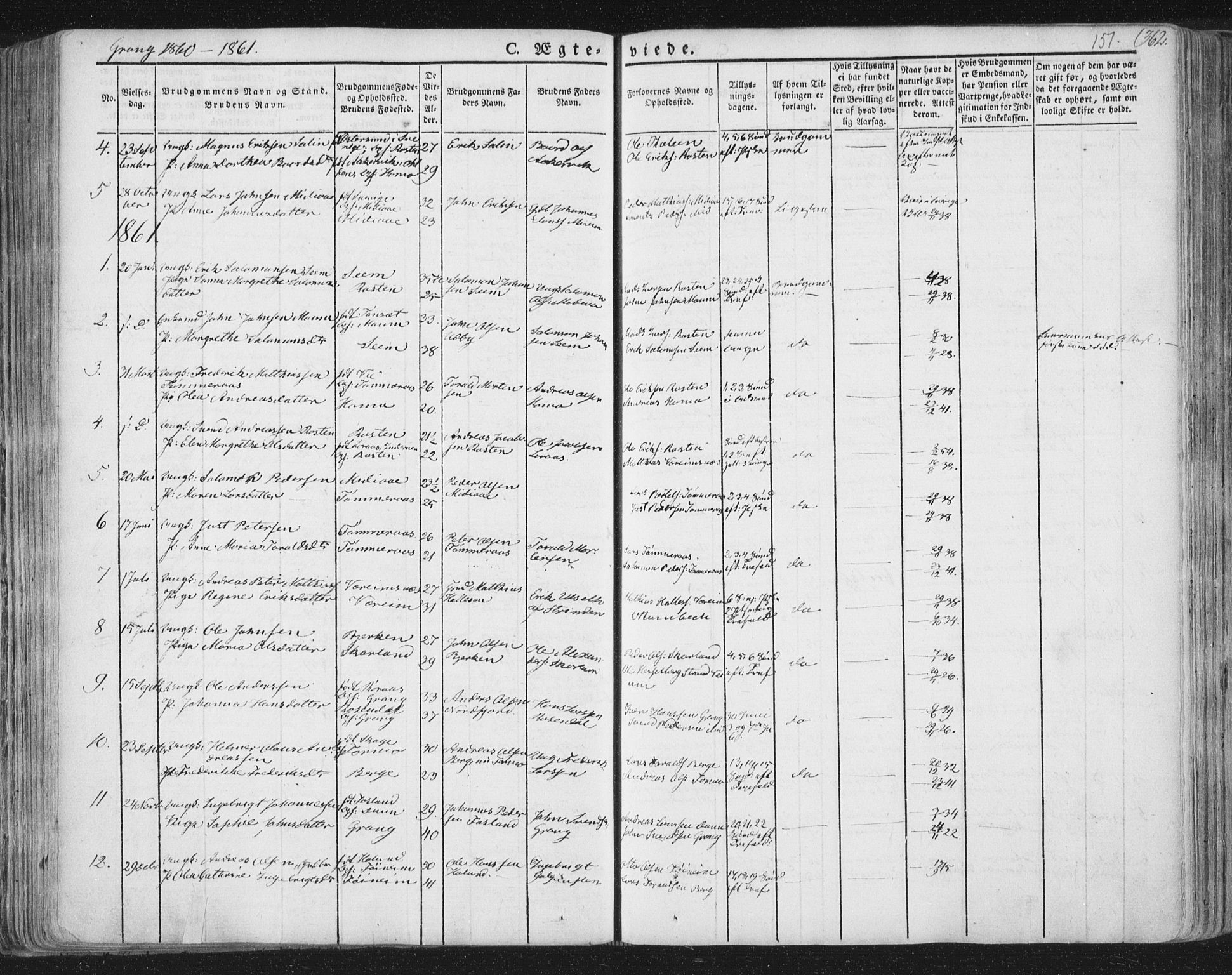 Ministerialprotokoller, klokkerbøker og fødselsregistre - Nord-Trøndelag, SAT/A-1458/758/L0513: Parish register (official) no. 758A02 /1, 1839-1868, p. 151