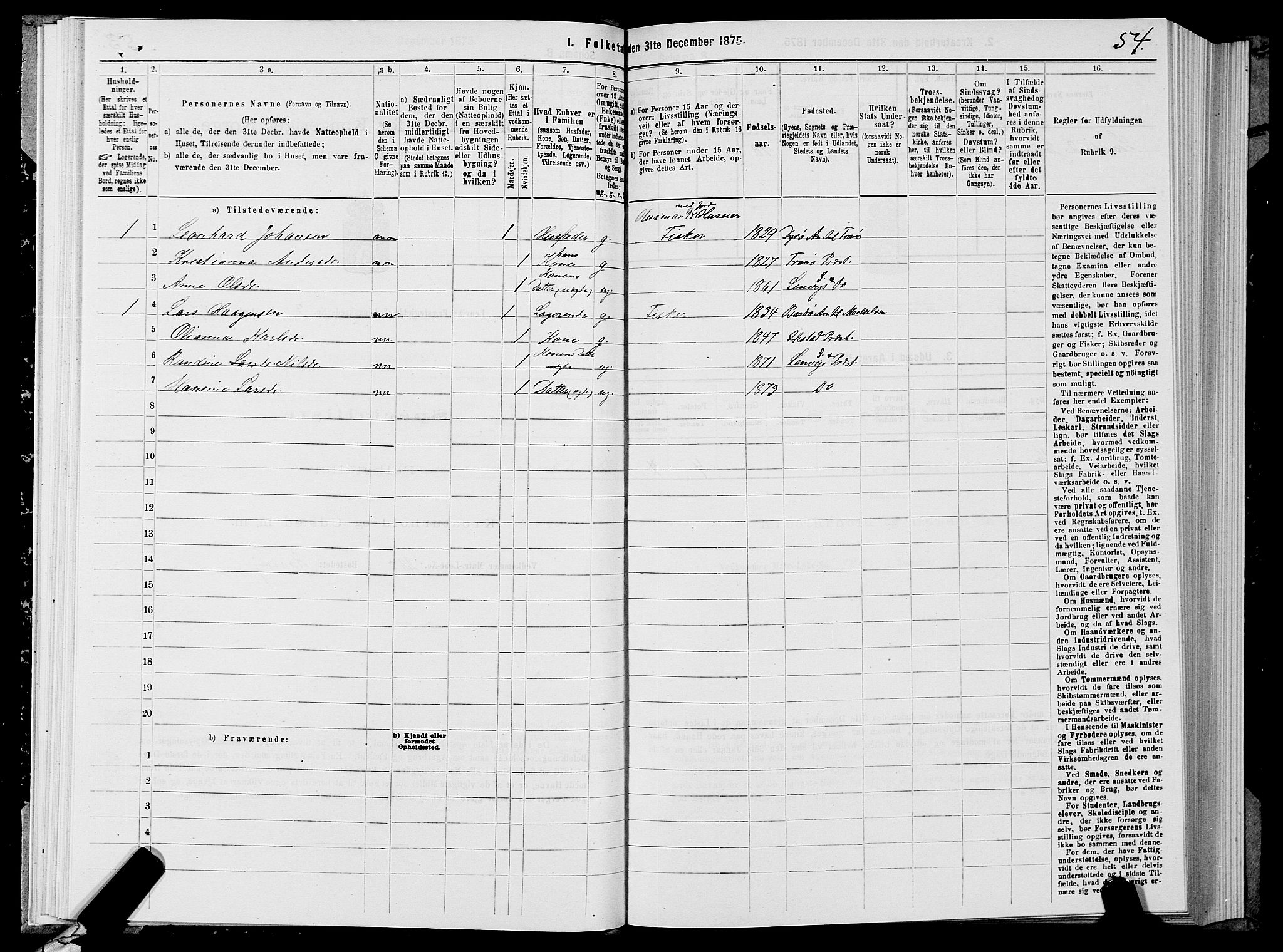 SATØ, 1875 census for 1931P Lenvik, 1875, p. 2054