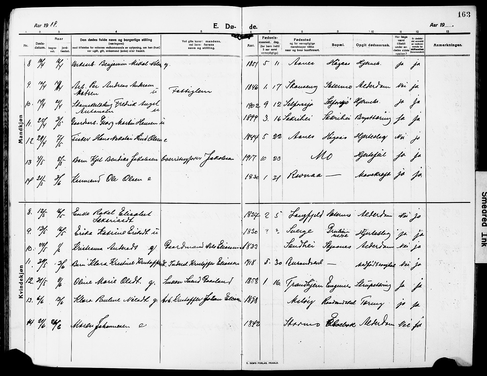 Ministerialprotokoller, klokkerbøker og fødselsregistre - Nordland, AV/SAT-A-1459/827/L0424: Parish register (copy) no. 827C13, 1921-1930, p. 163