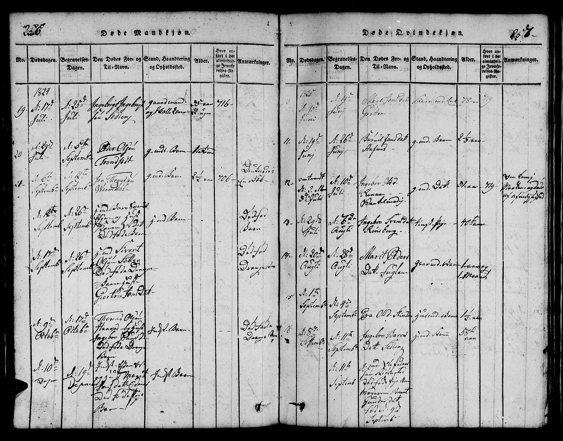 Ministerialprotokoller, klokkerbøker og fødselsregistre - Sør-Trøndelag, SAT/A-1456/695/L1152: Parish register (copy) no. 695C03, 1816-1831, p. 256-257