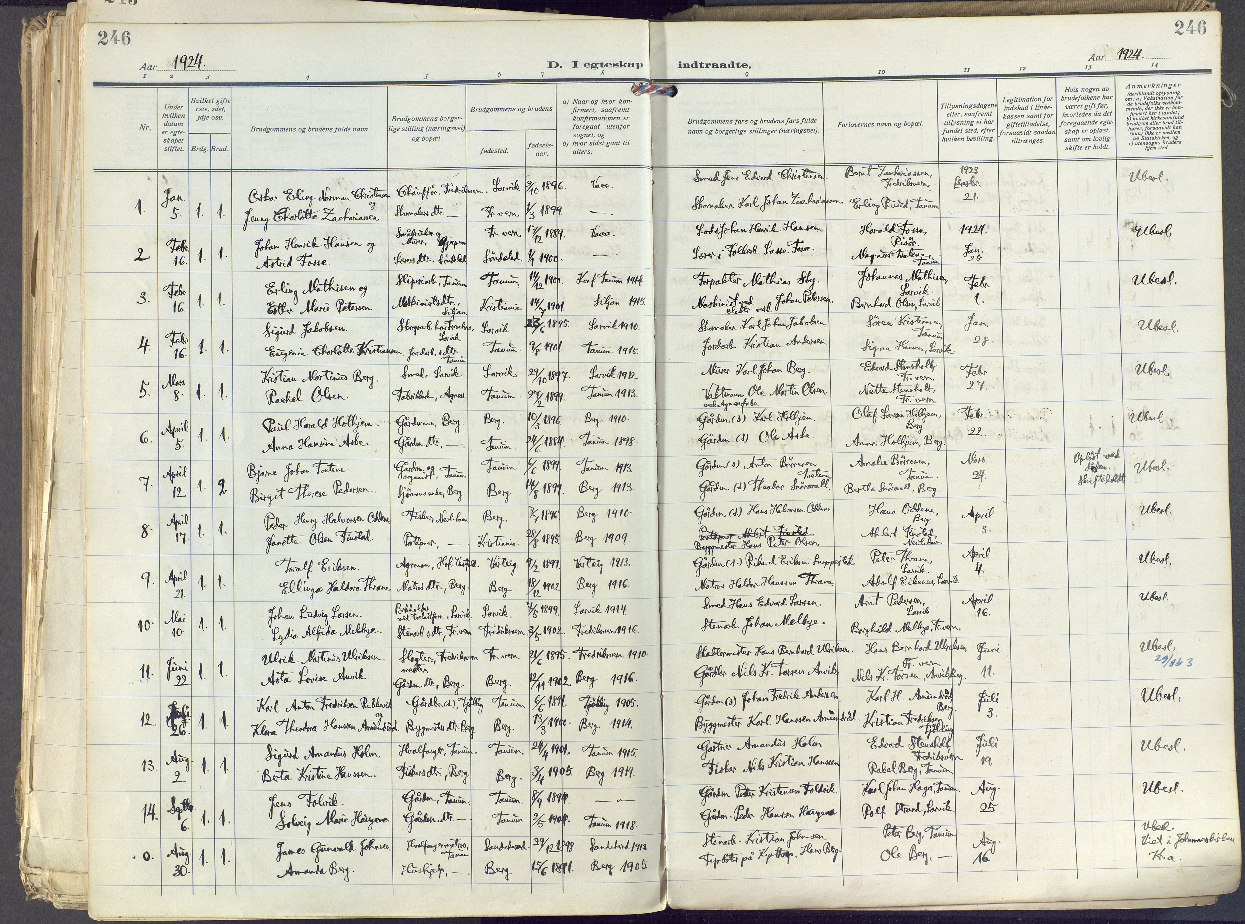 Brunlanes kirkebøker, SAKO/A-342/F/Fc/L0004: Parish register (official) no. III 4, 1923-1943, p. 246