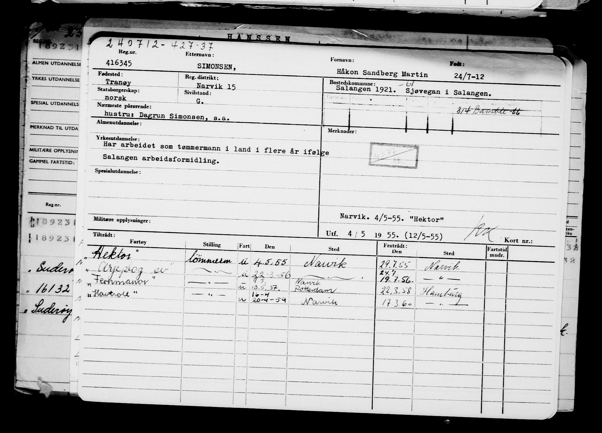 Direktoratet for sjømenn, AV/RA-S-3545/G/Gb/L0106: Hovedkort, 1912, p. 144