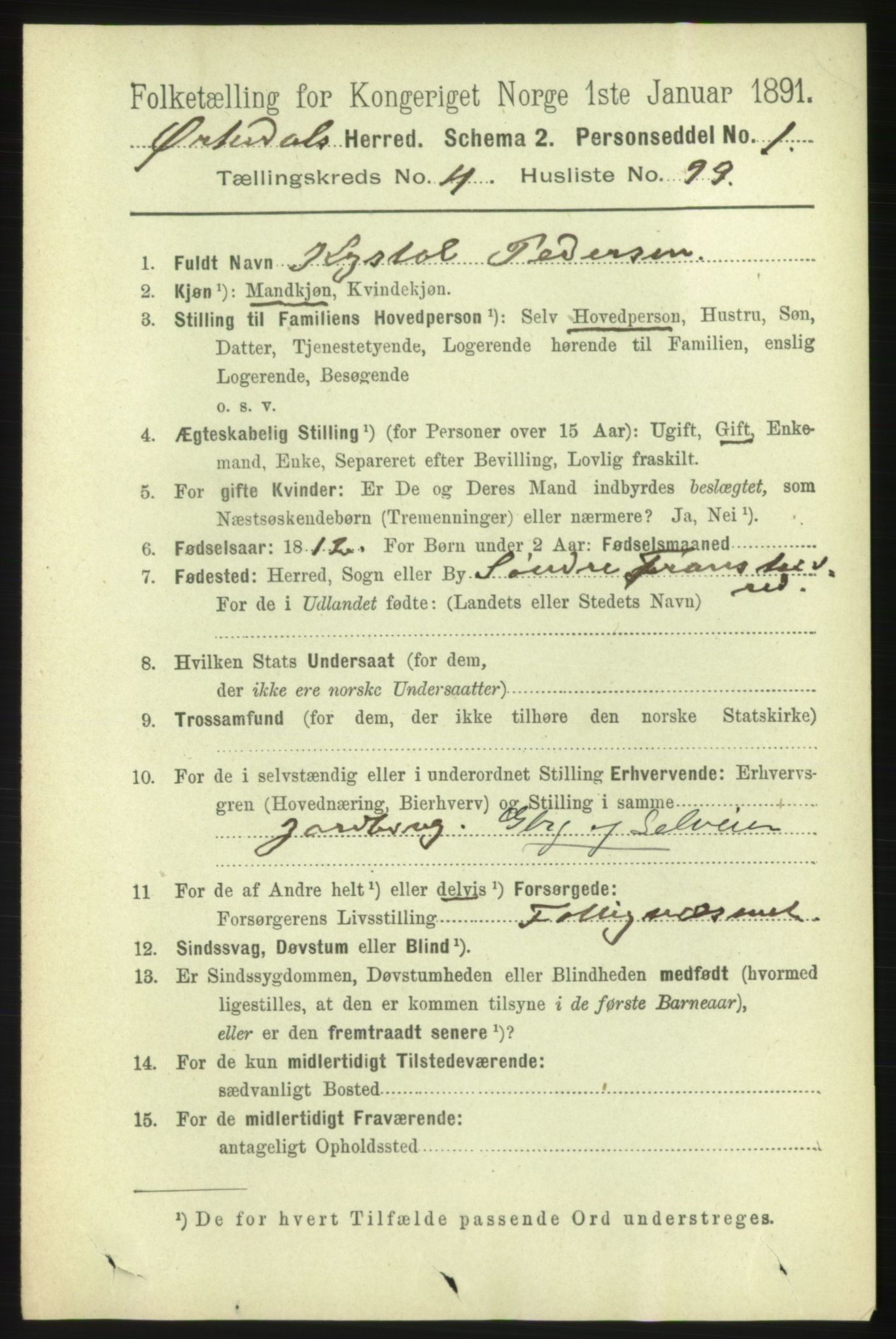 RA, 1891 census for 1638 Orkdal, 1891, p. 2463