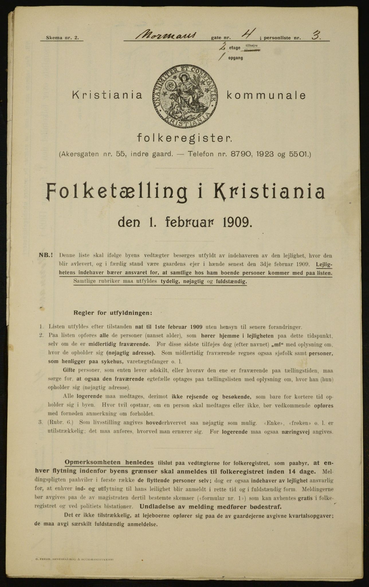 OBA, Municipal Census 1909 for Kristiania, 1909, p. 66175