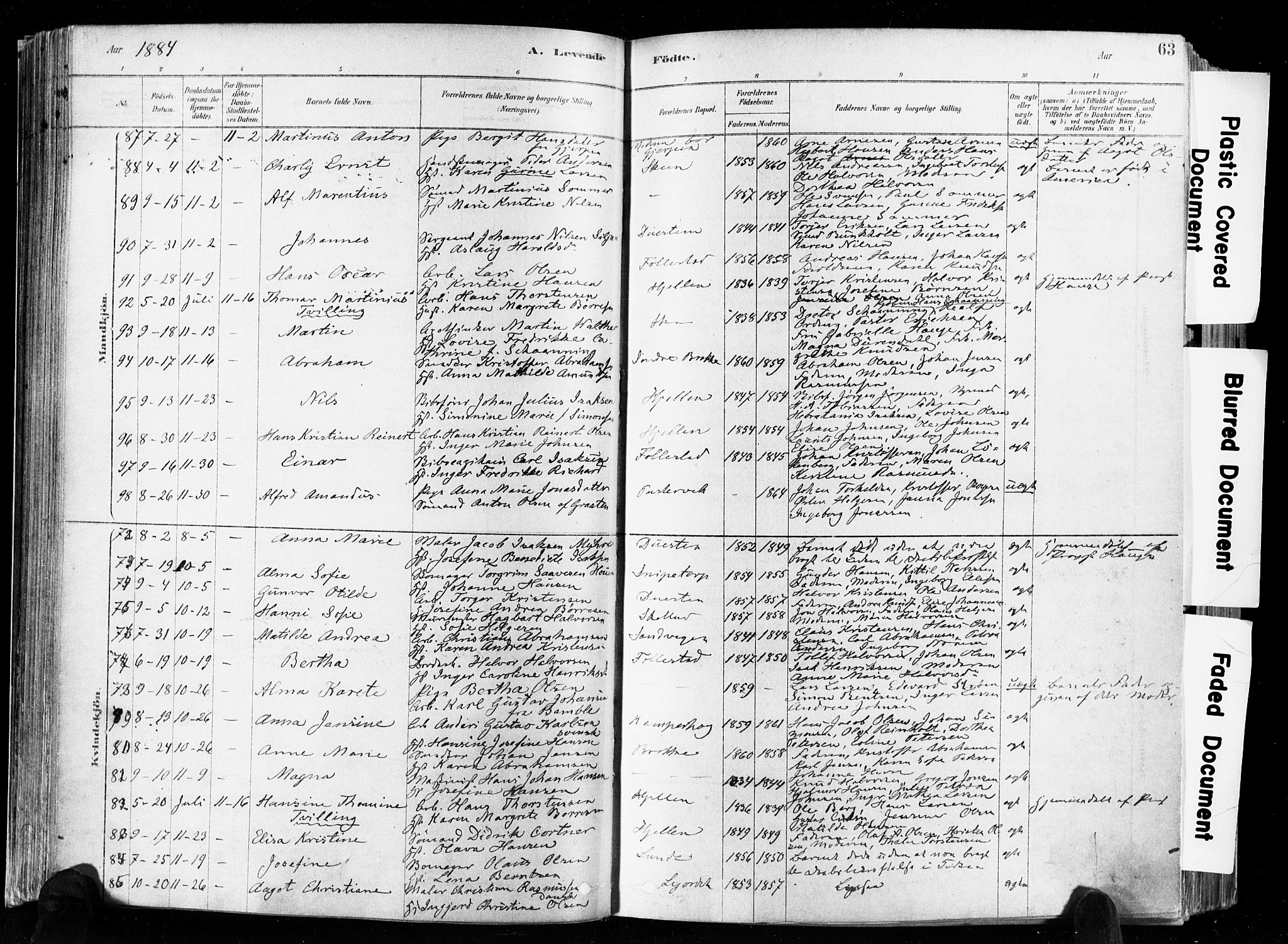 Skien kirkebøker, AV/SAKO-A-302/F/Fa/L0009: Parish register (official) no. 9, 1878-1890, p. 63