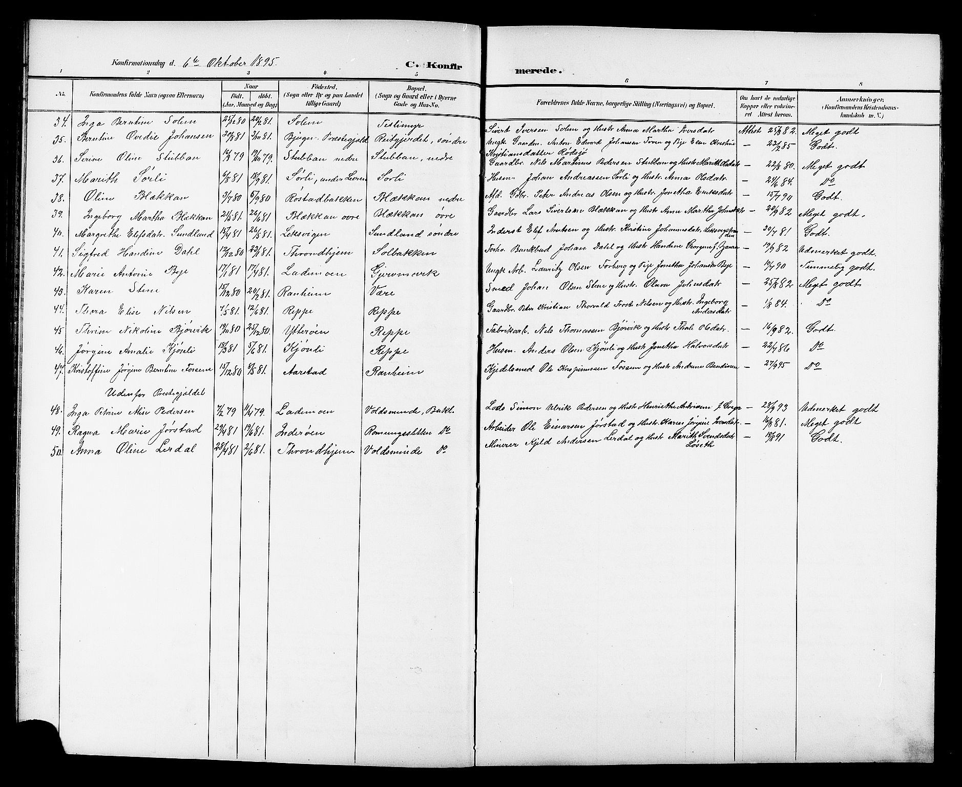 Ministerialprotokoller, klokkerbøker og fødselsregistre - Sør-Trøndelag, AV/SAT-A-1456/606/L0313: Parish register (copy) no. 606C09, 1895-1910