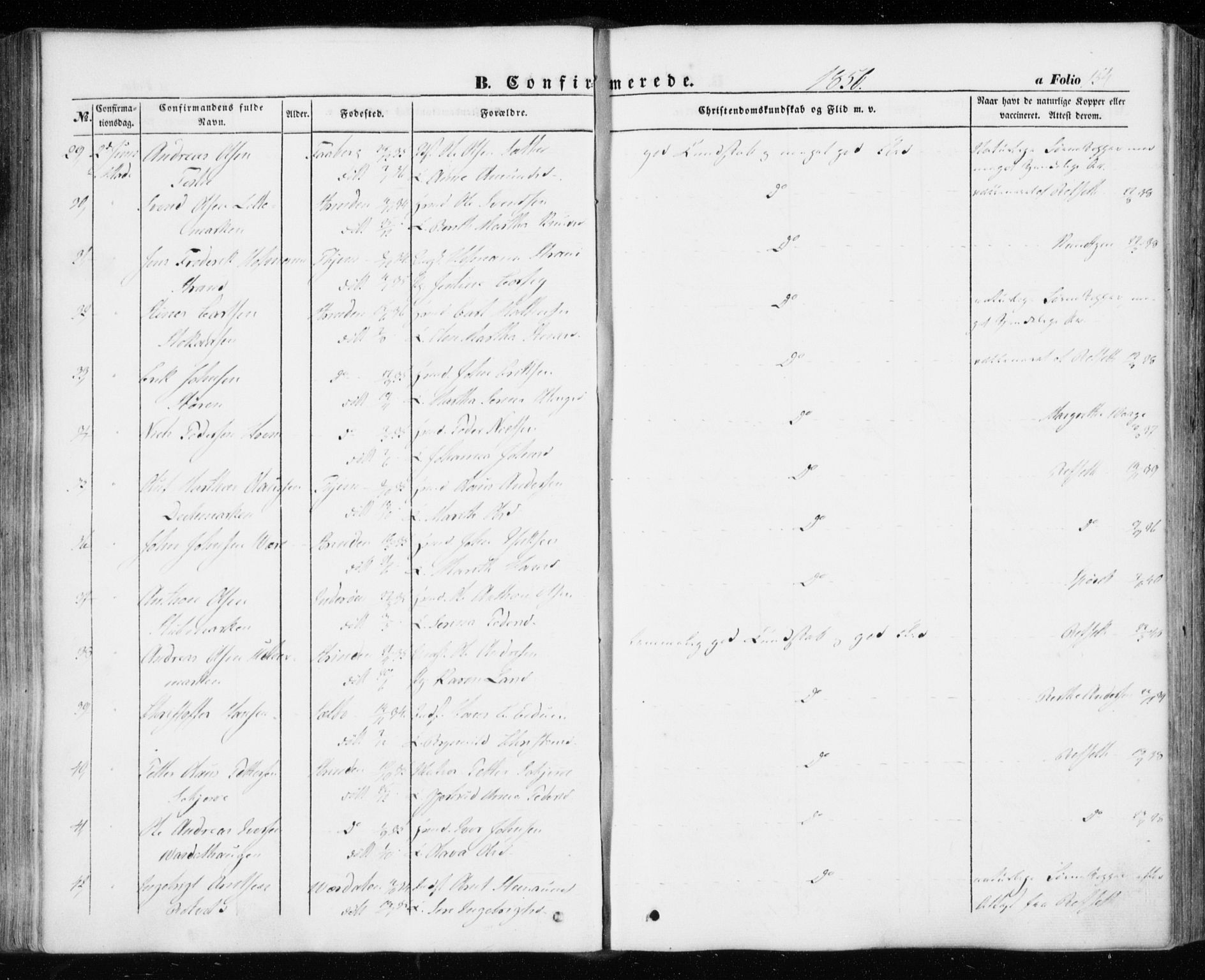 Ministerialprotokoller, klokkerbøker og fødselsregistre - Sør-Trøndelag, AV/SAT-A-1456/606/L0291: Parish register (official) no. 606A06, 1848-1856, p. 154