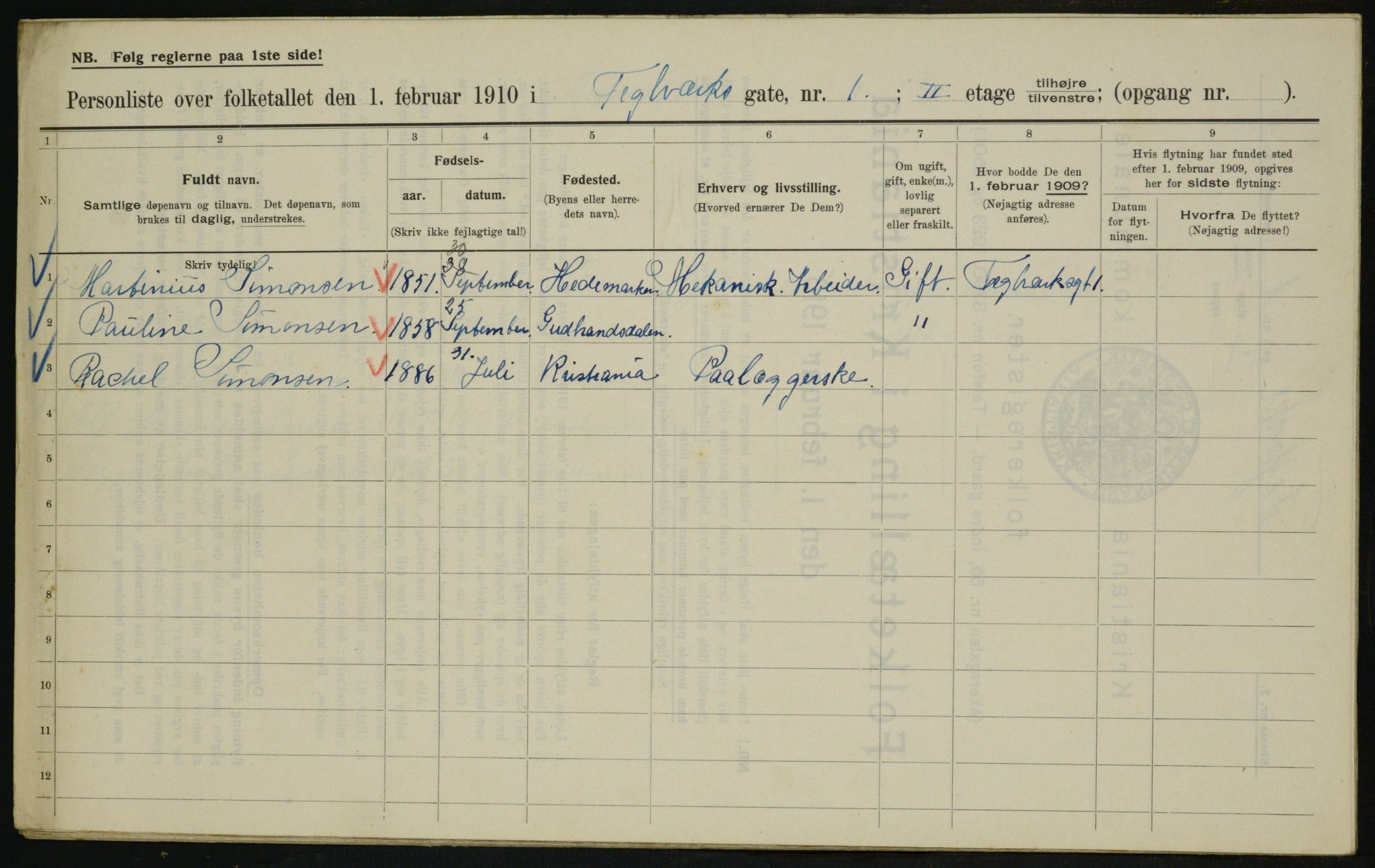 OBA, Municipal Census 1910 for Kristiania, 1910, p. 101924