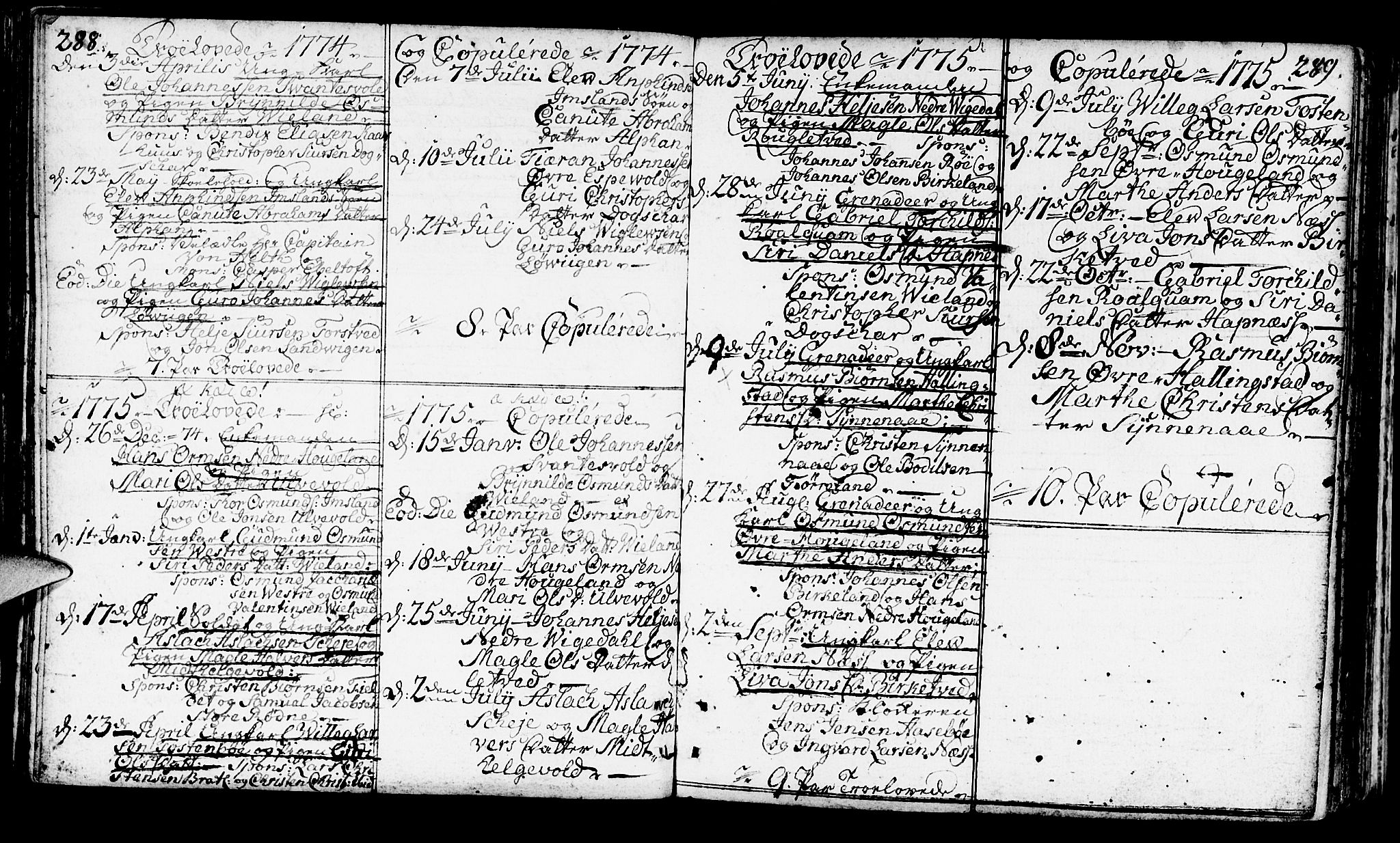 Vikedal sokneprestkontor, SAST/A-101840/01/IV: Parish register (official) no. A 1, 1737-1778, p. 288-289