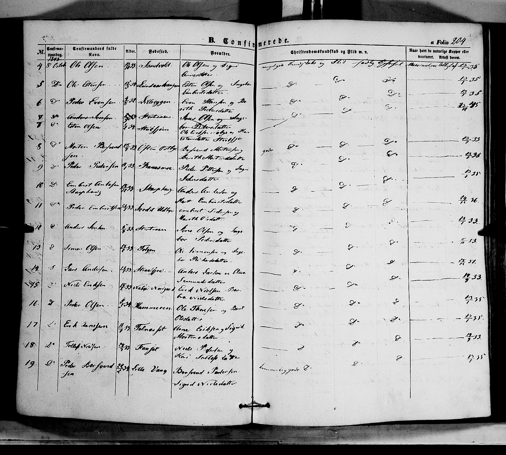 Tynset prestekontor, SAH/PREST-058/H/Ha/Haa/L0020: Parish register (official) no. 20, 1848-1862, p. 204