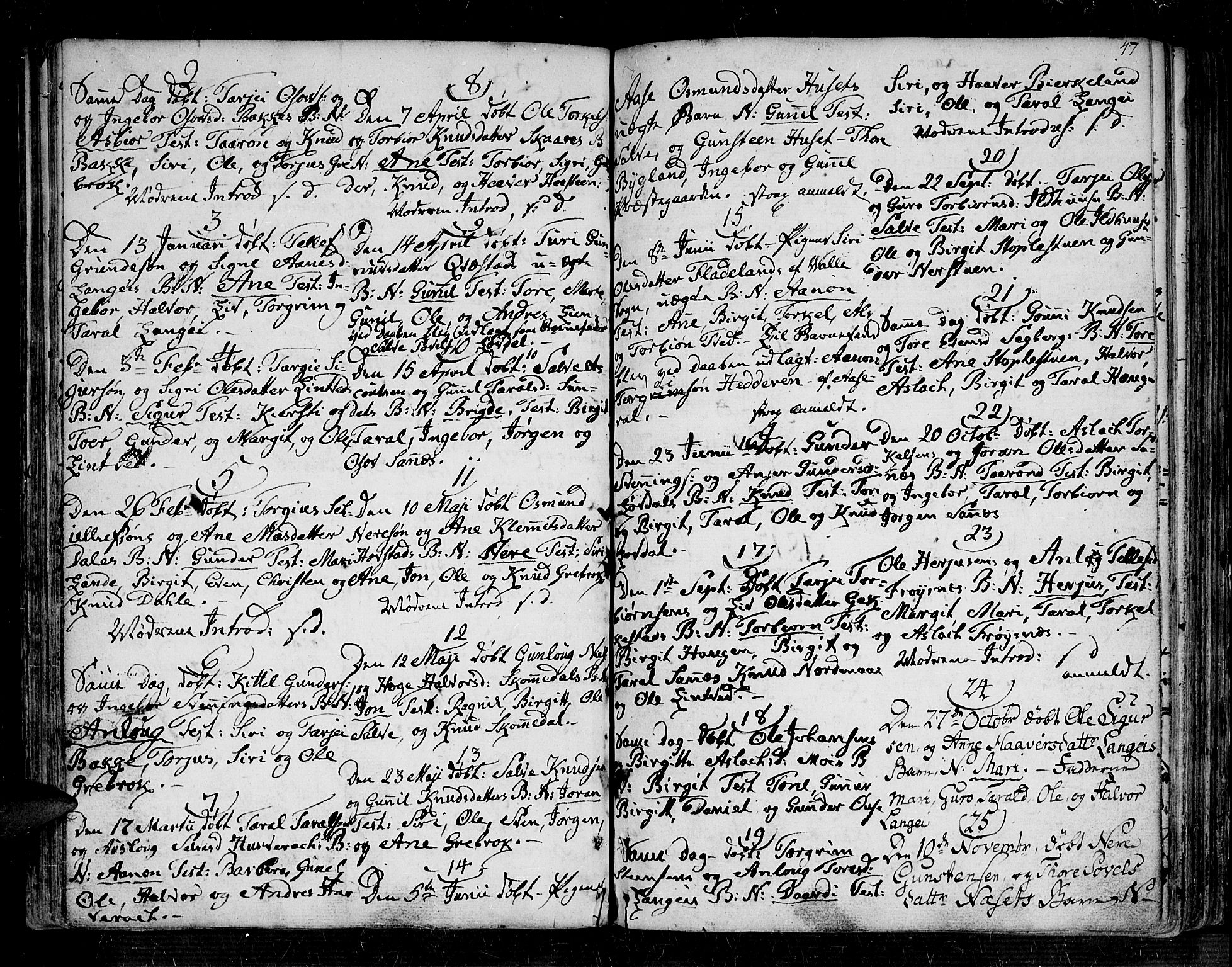 Bygland sokneprestkontor, SAK/1111-0006/F/Fa/Fab/L0002: Parish register (official) no. A 2, 1766-1816, p. 47