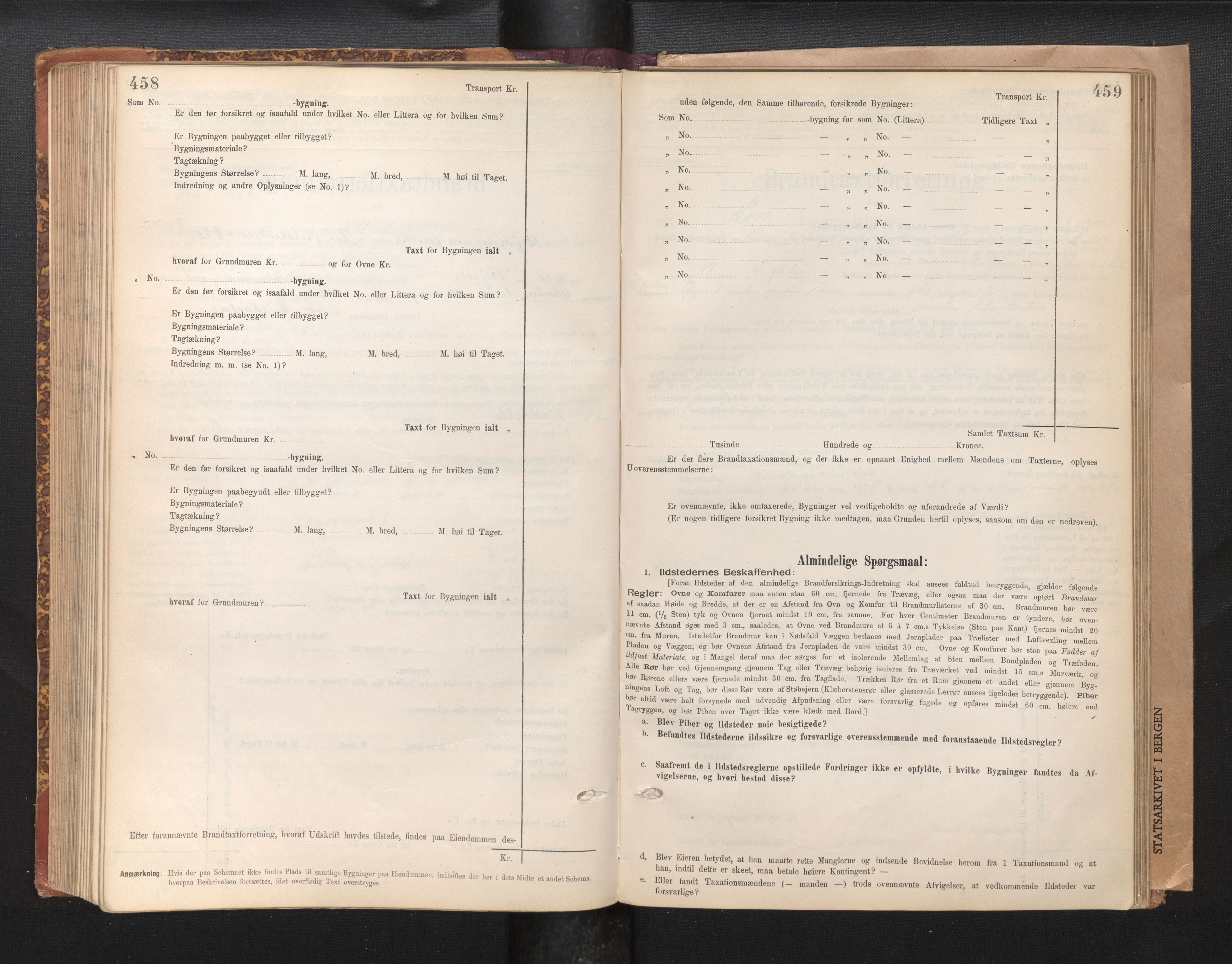 Lensmannen i Voss, AV/SAB-A-35801/0012/L0008: Branntakstprotokoll, skjematakst, 1895-1945, p. 458-459