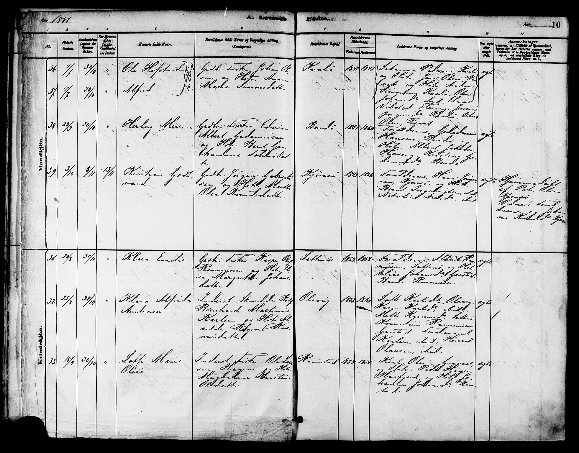 Ministerialprotokoller, klokkerbøker og fødselsregistre - Nord-Trøndelag, SAT/A-1458/786/L0686: Parish register (official) no. 786A02, 1880-1887, p. 16