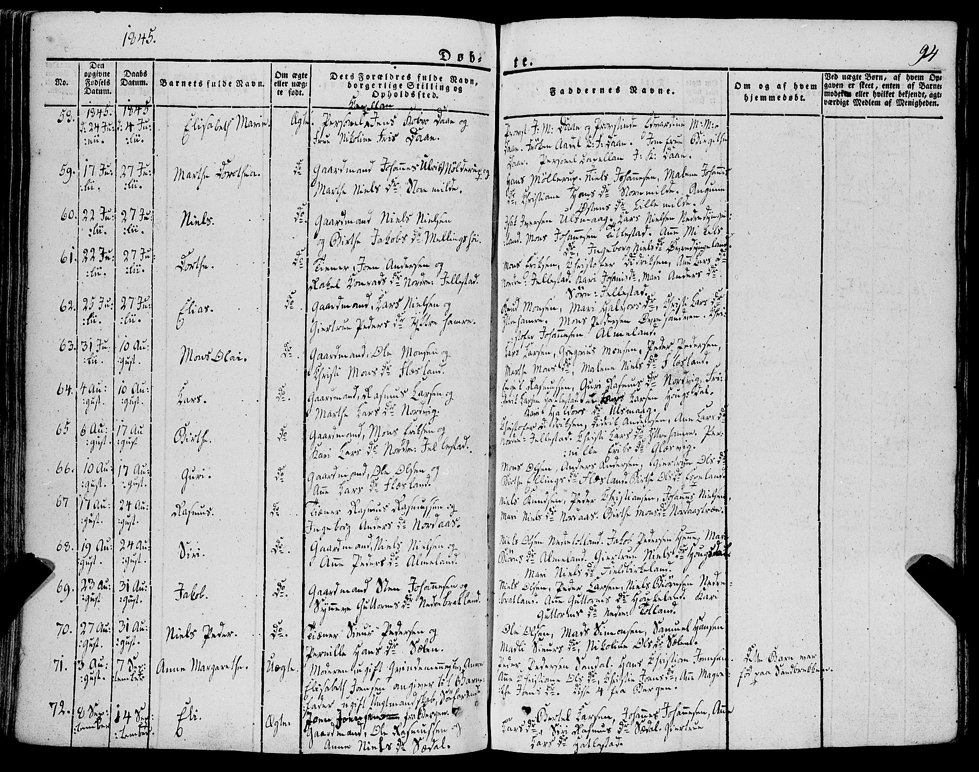 Fana Sokneprestembete, AV/SAB-A-75101/H/Haa/Haaa/L0008: Parish register (official) no. A 8, 1829-1851, p. 94