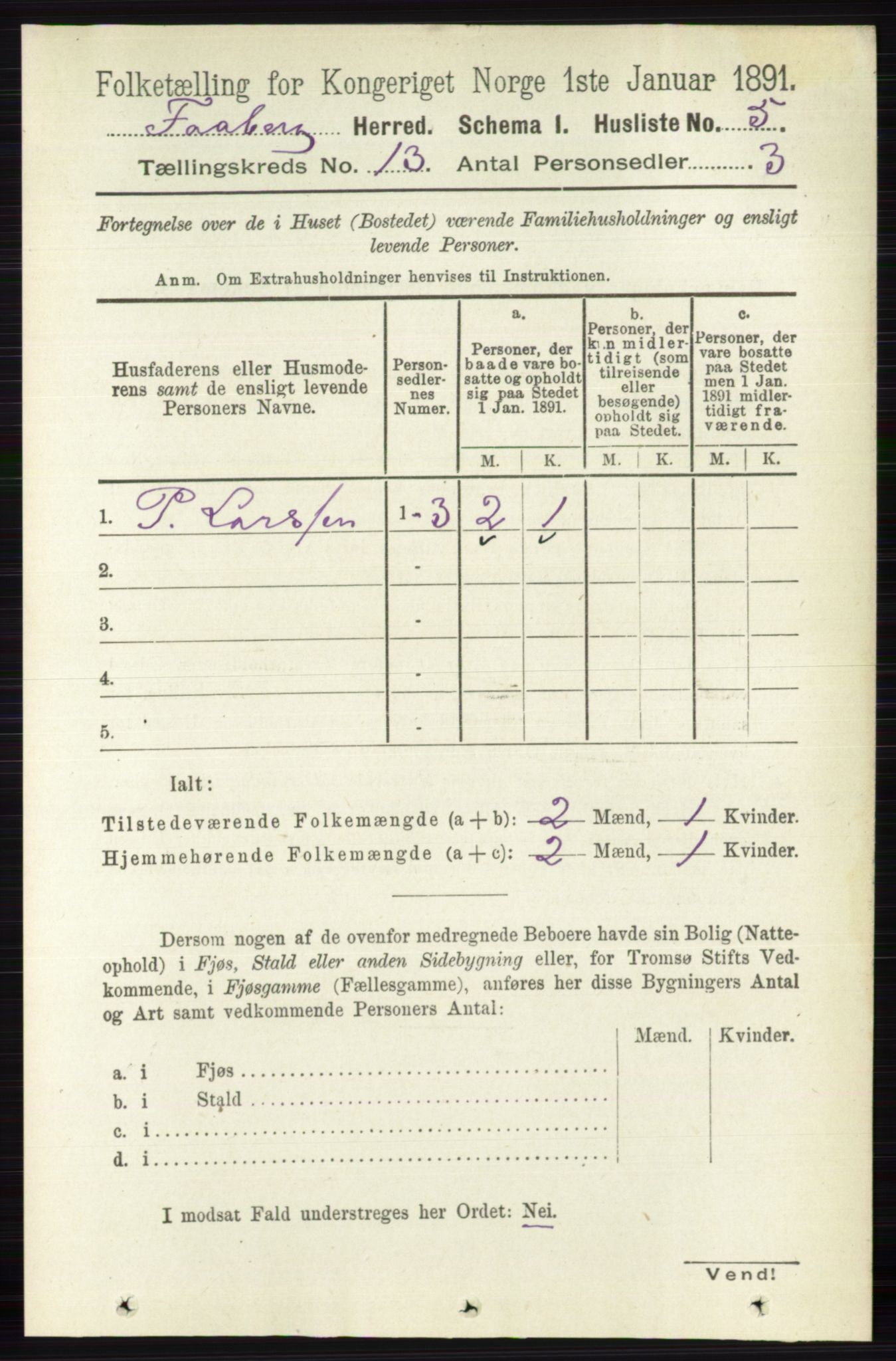 RA, 1891 census for 0524 Fåberg, 1891, p. 5179