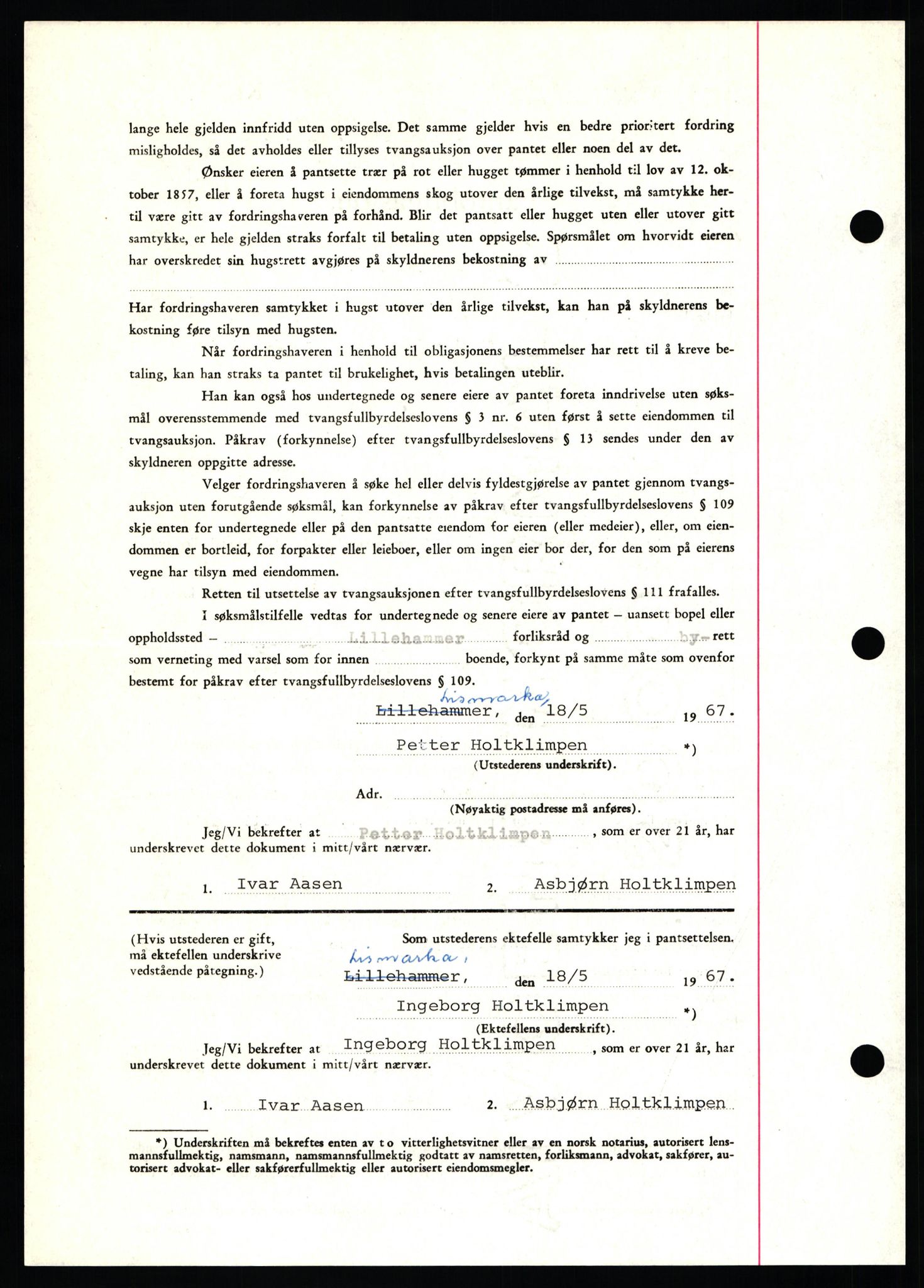 Nord-Hedmark sorenskriveri, SAH/TING-012/H/Hb/Hbf/L0071: Mortgage book no. B71, 1967-1967, Diary no: : 2217/1967