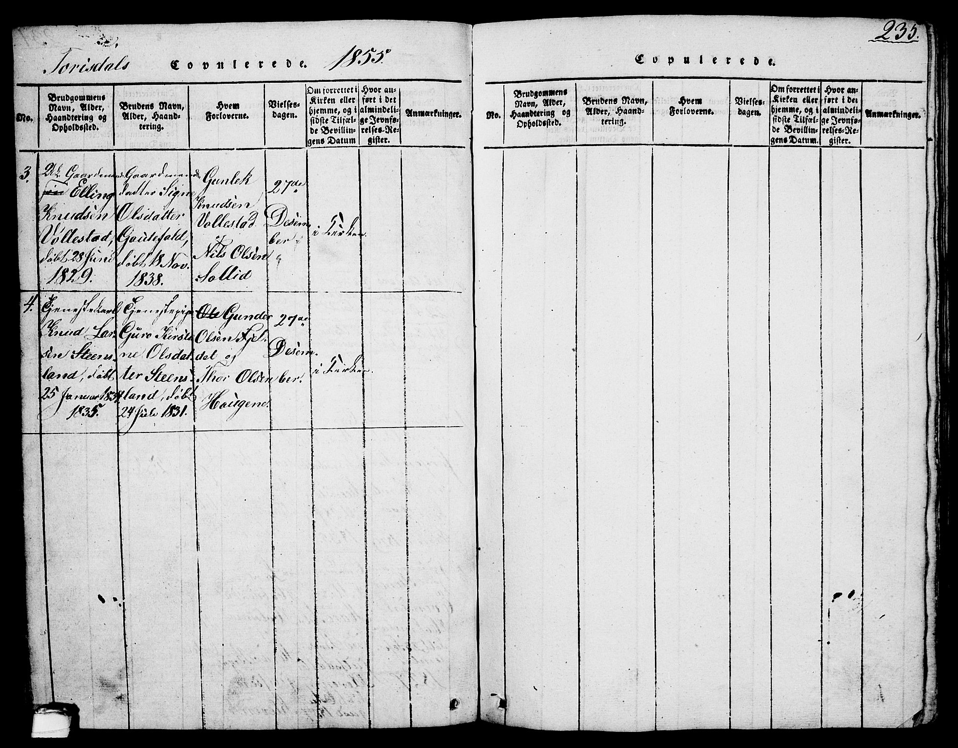 Drangedal kirkebøker, SAKO/A-258/G/Ga/L0001: Parish register (copy) no. I 1 /2, 1814-1856, p. 235