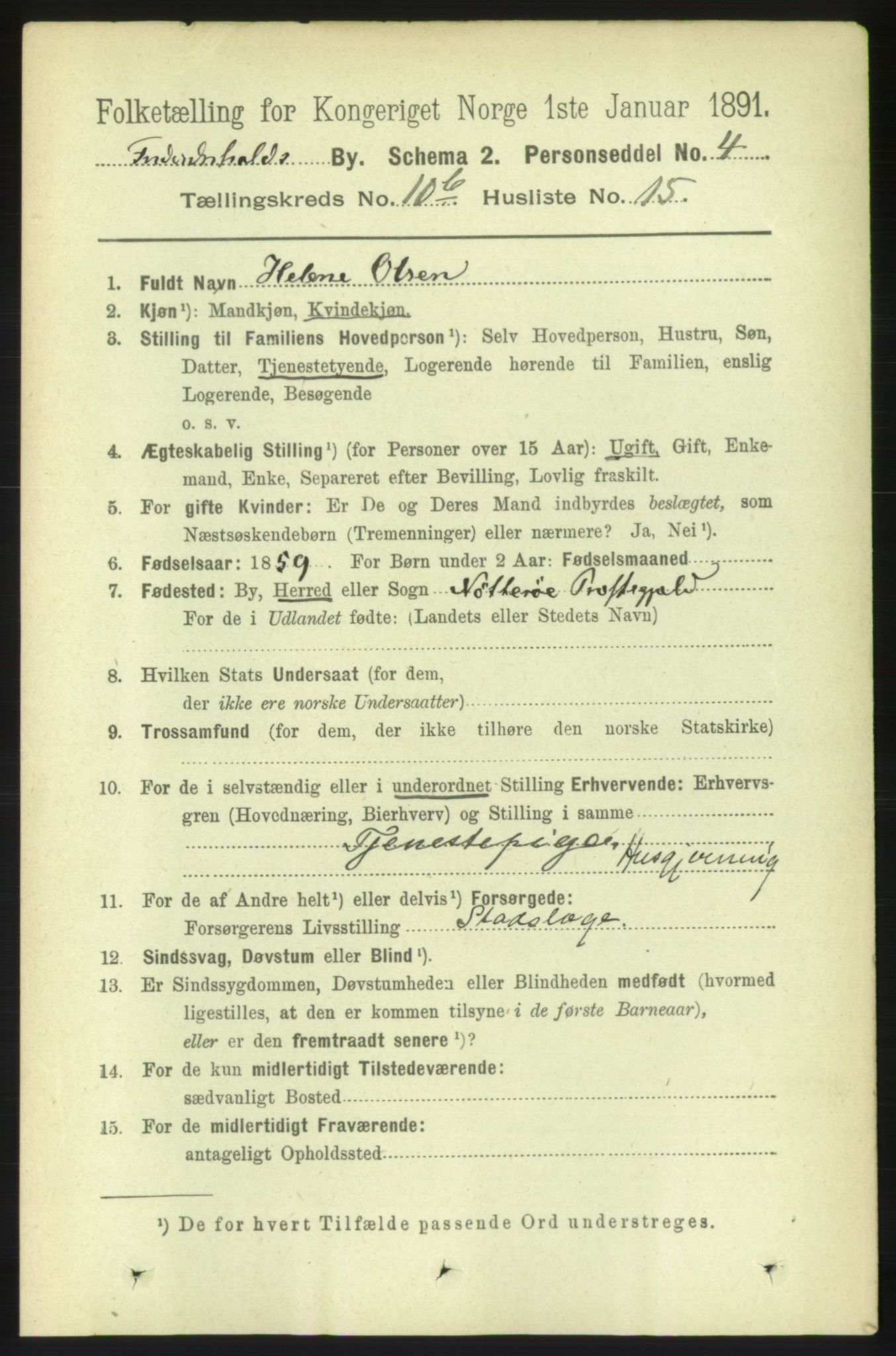 RA, 1891 census for 0101 Fredrikshald, 1891, p. 7528