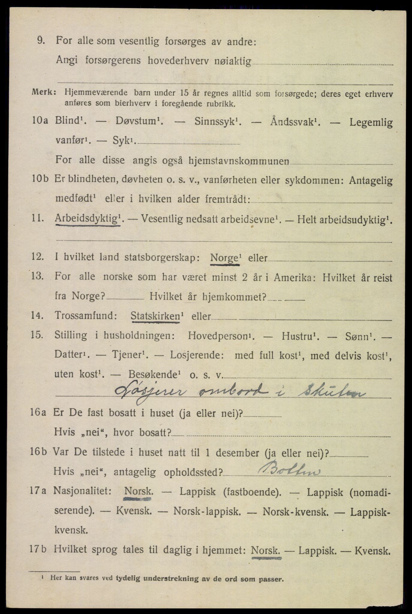 SAT, 1920 census for Evenes, 1920, p. 6529