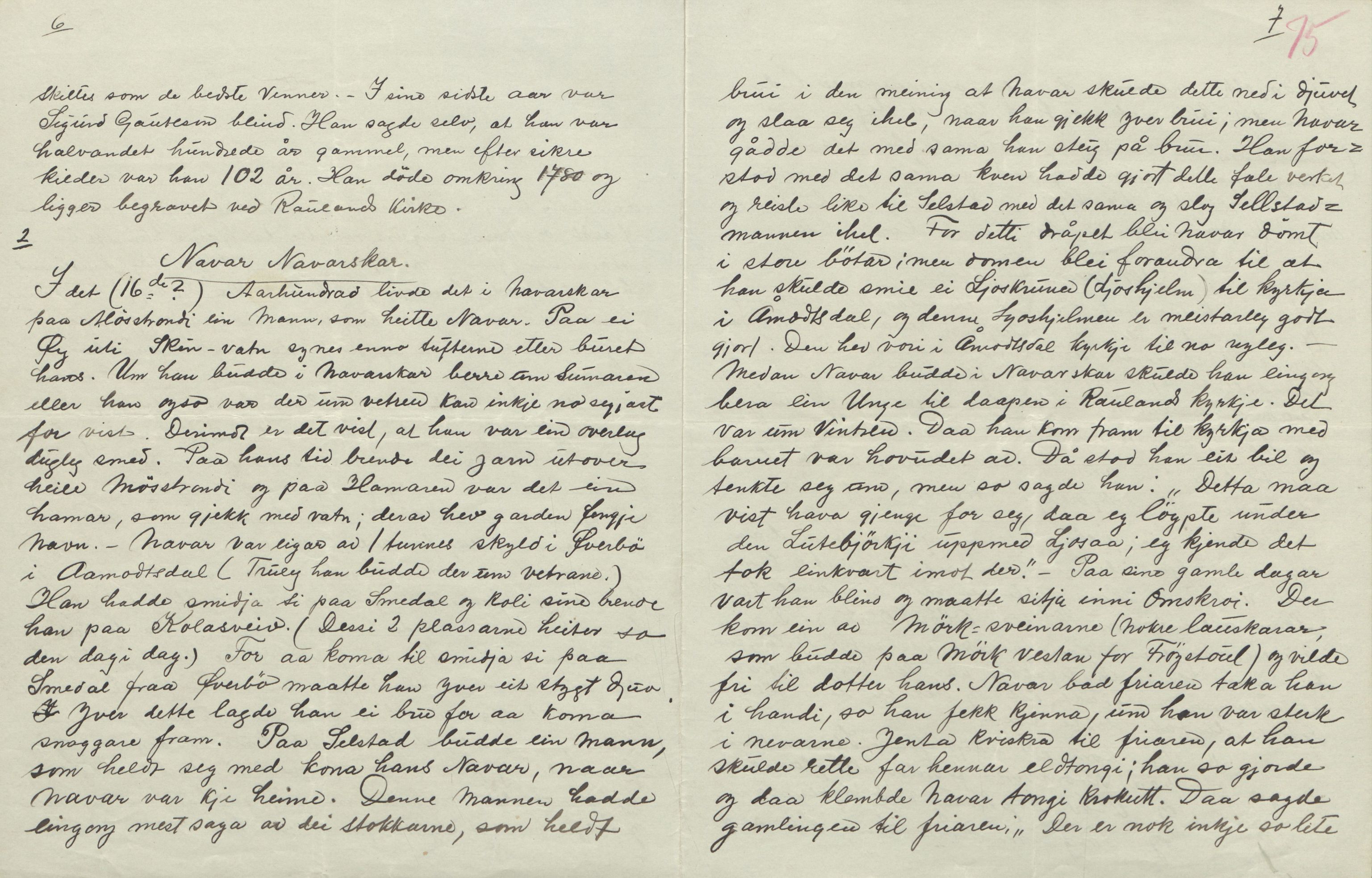 Rikard Berge, TEMU/TGM-A-1003/F/L0004/0053: 101-159 / 157 Manuskript, notatar, brev o.a. Nokre leiker, manuskript, 1906-1908, p. 74-75