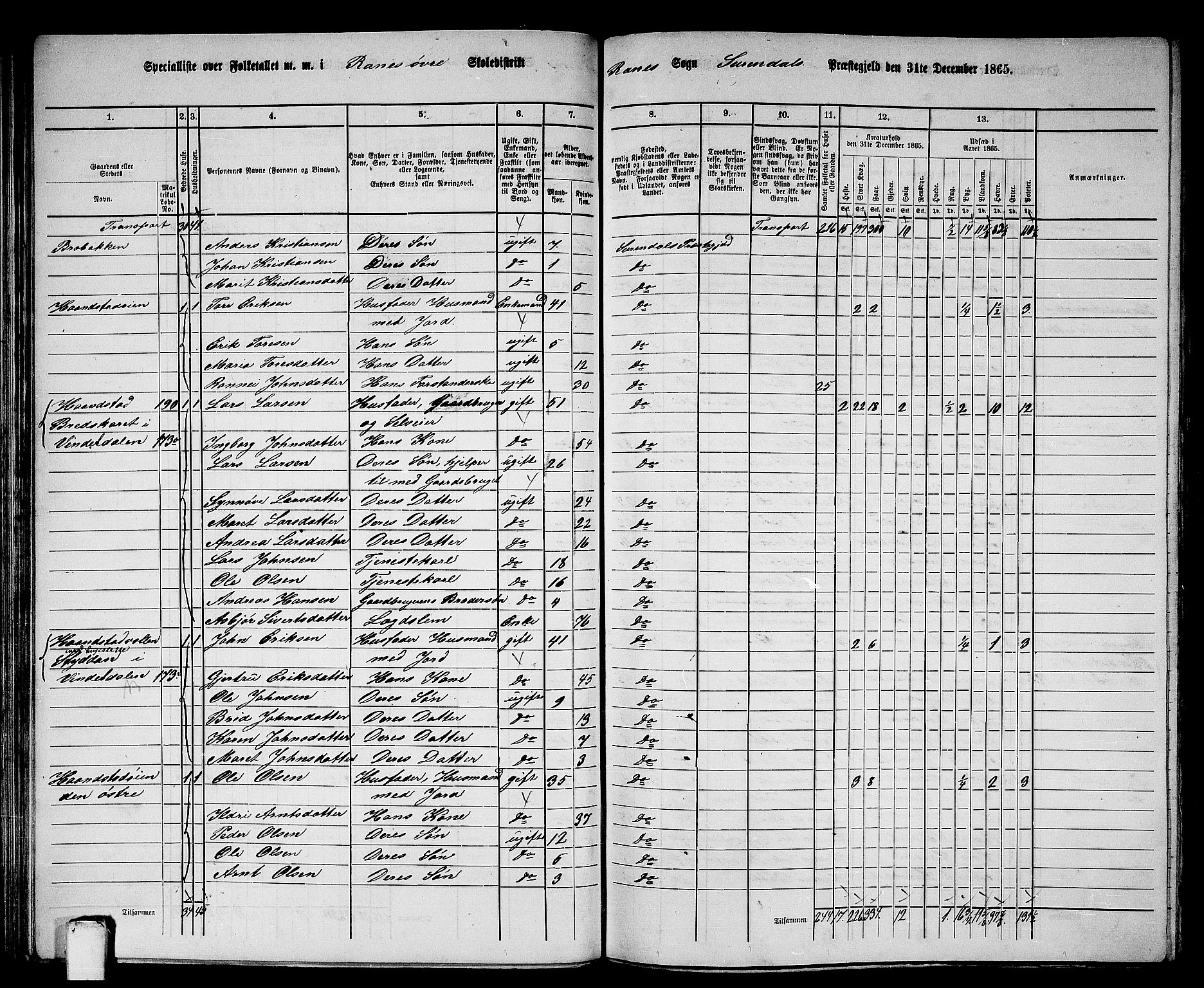 RA, 1865 census for Surnadal, 1865, p. 61