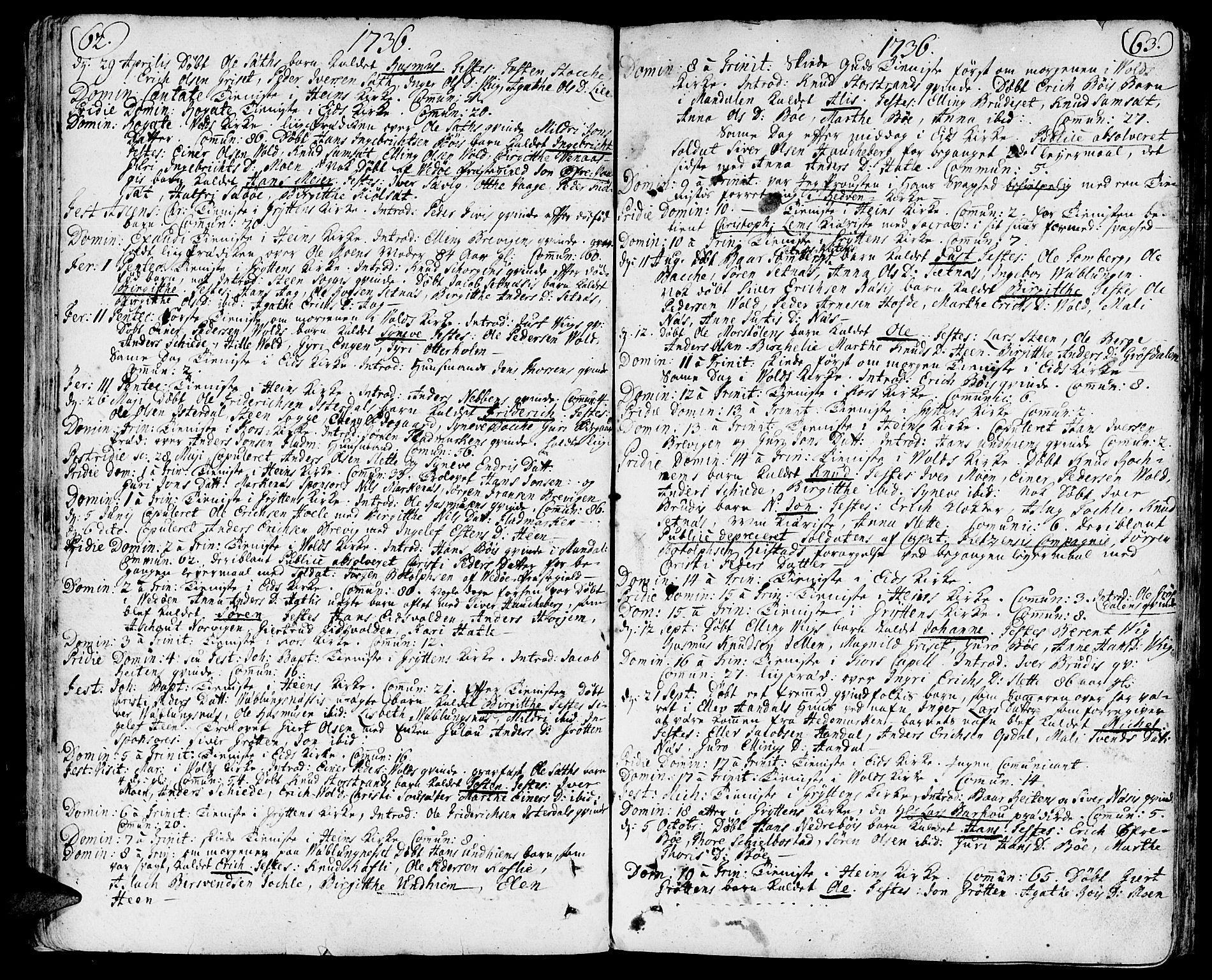 Ministerialprotokoller, klokkerbøker og fødselsregistre - Møre og Romsdal, AV/SAT-A-1454/544/L0568: Parish register (official) no. 544A01, 1725-1763, p. 62-63