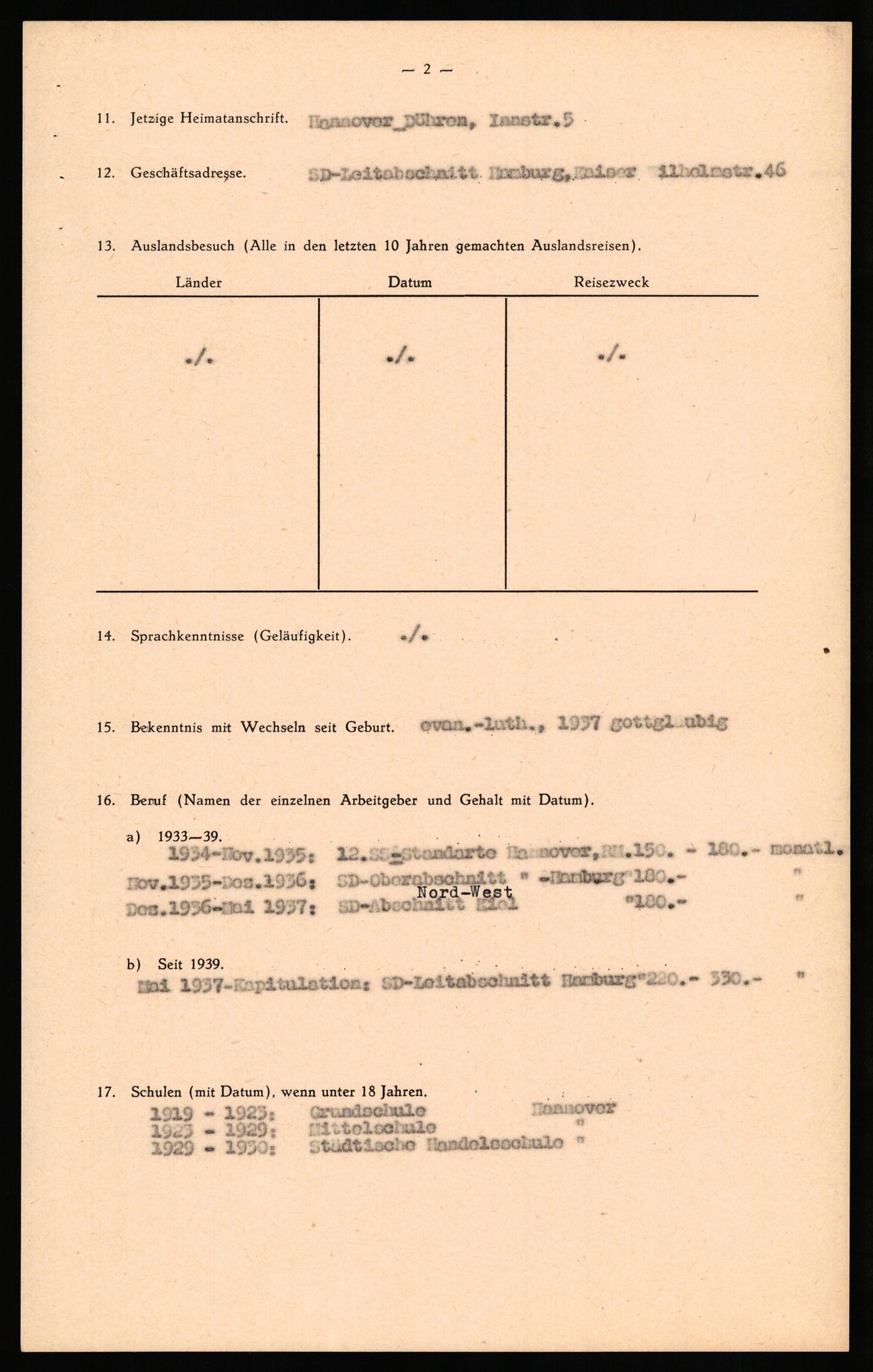 Forsvaret, Forsvarets overkommando II, AV/RA-RAFA-3915/D/Db/L0030: CI Questionaires. Tyske okkupasjonsstyrker i Norge. Tyskere., 1945-1946, p. 393