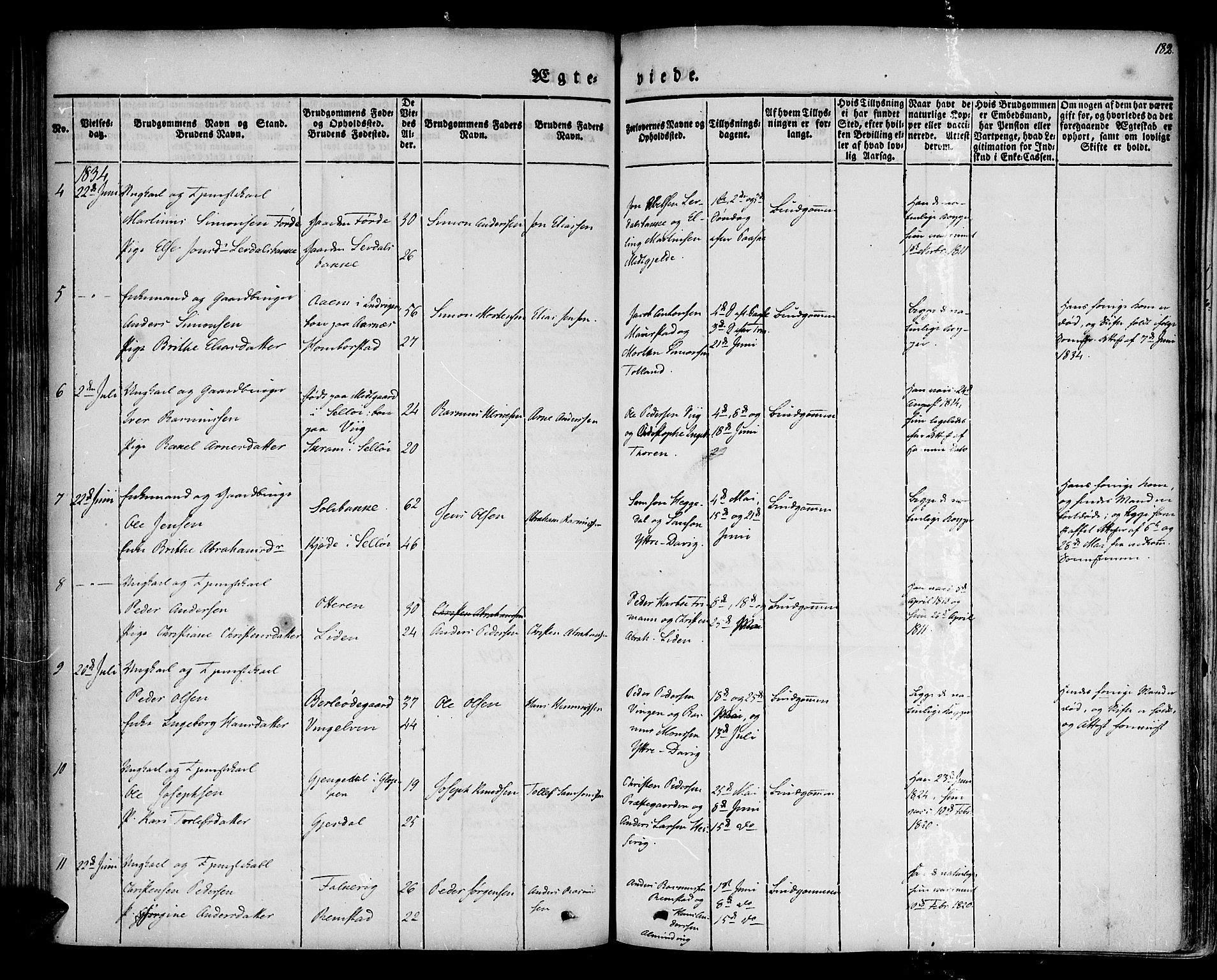 Davik sokneprestembete, AV/SAB-A-79701/H/Haa/Haaa/L0004: Parish register (official) no. A 4, 1830-1849, p. 182