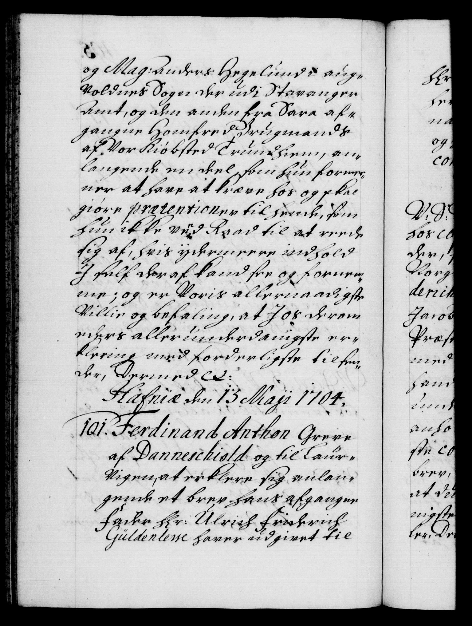 Danske Kanselli 1572-1799, AV/RA-EA-3023/F/Fc/Fca/Fcab/L0017: Norske tegnelser, 1704-1706, p. 105b