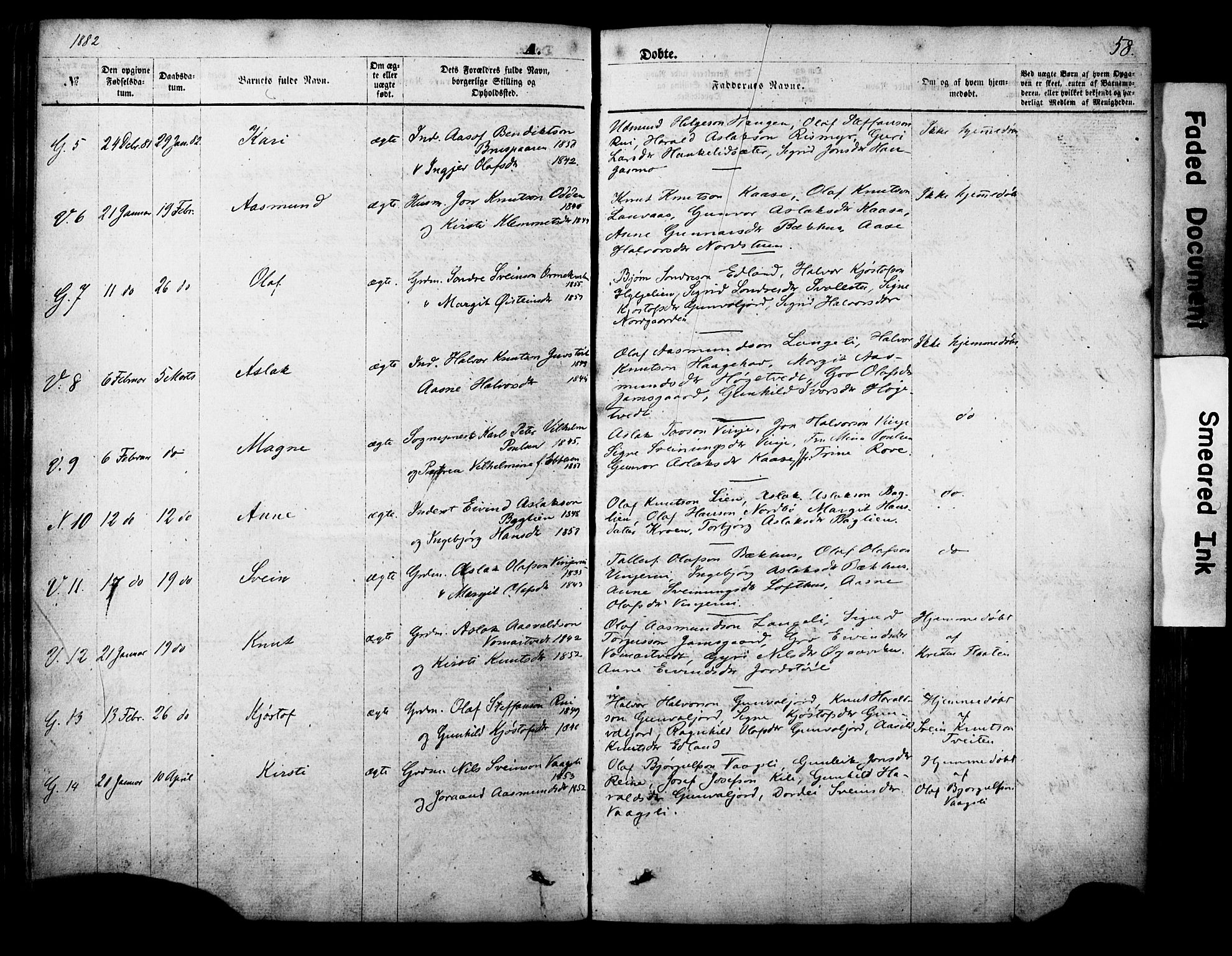 Vinje kirkebøker, SAKO/A-312/F/Fa/L0005: Parish register (official) no. I 5, 1870-1886, p. 58