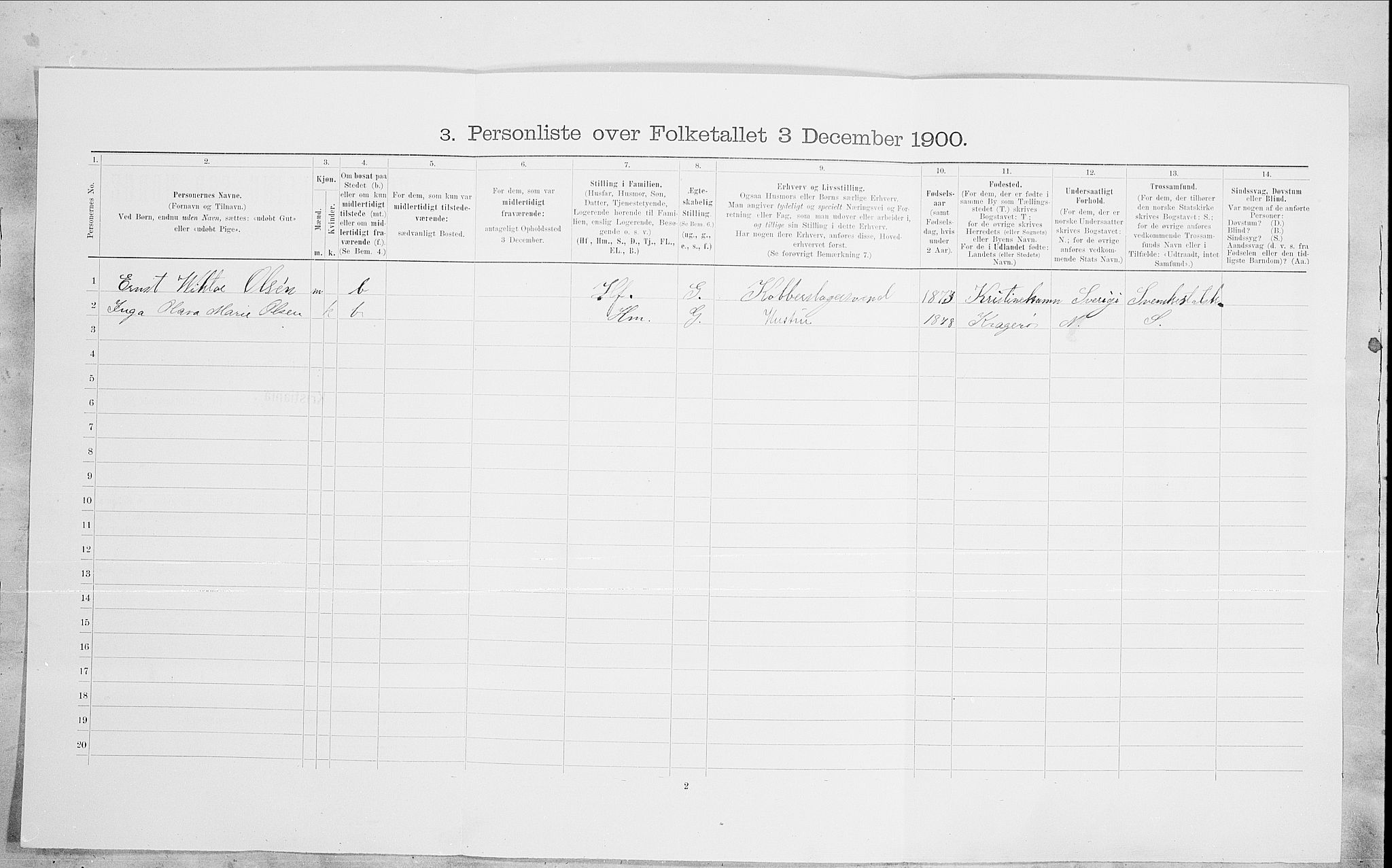 SAO, 1900 census for Kristiania, 1900, p. 90532