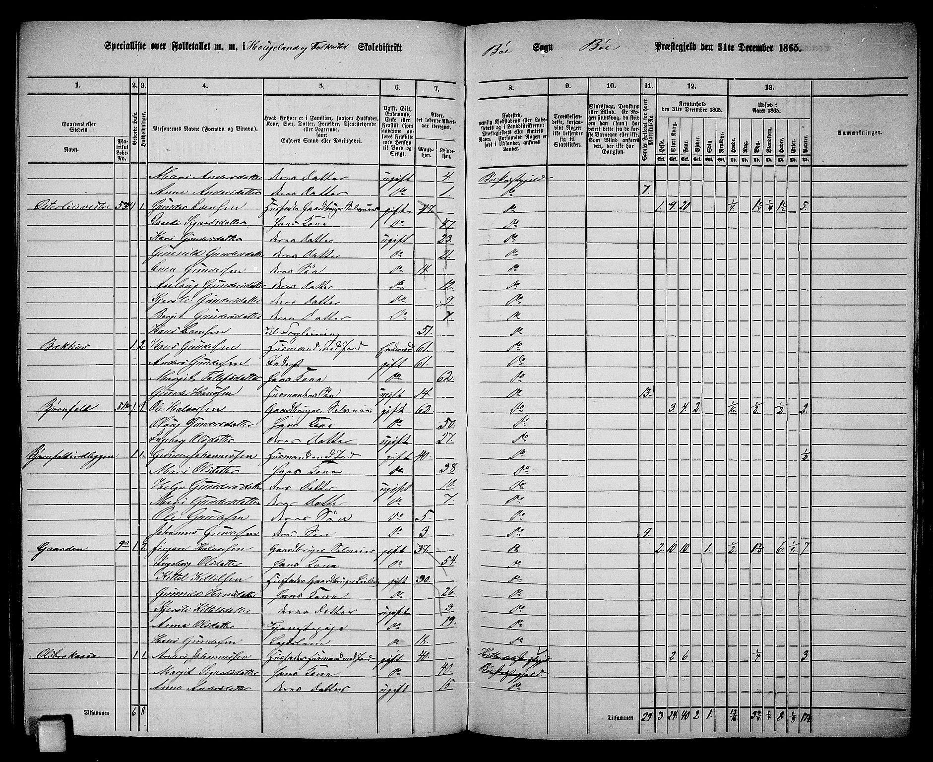 RA, 1865 census for Bø, 1865, p. 134