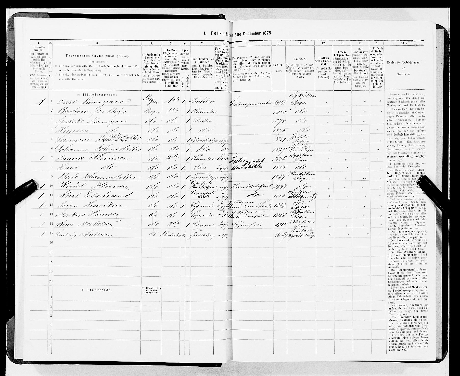 SAB, 1875 census for 1301 Bergen, 1875, p. 816