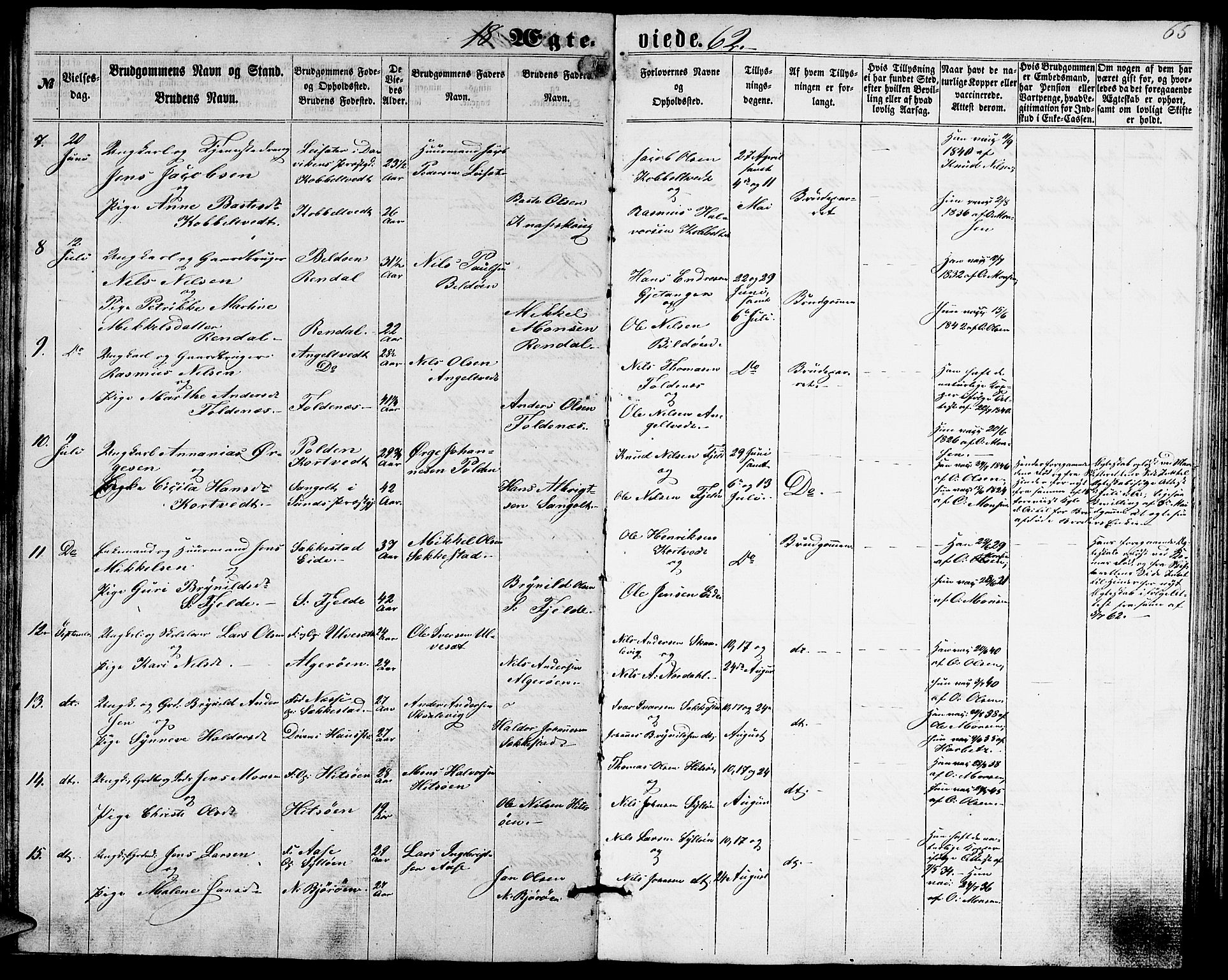 Fjell sokneprestembete, AV/SAB-A-75301/H/Hab: Parish register (copy) no. A 1, 1861-1870, p. 65