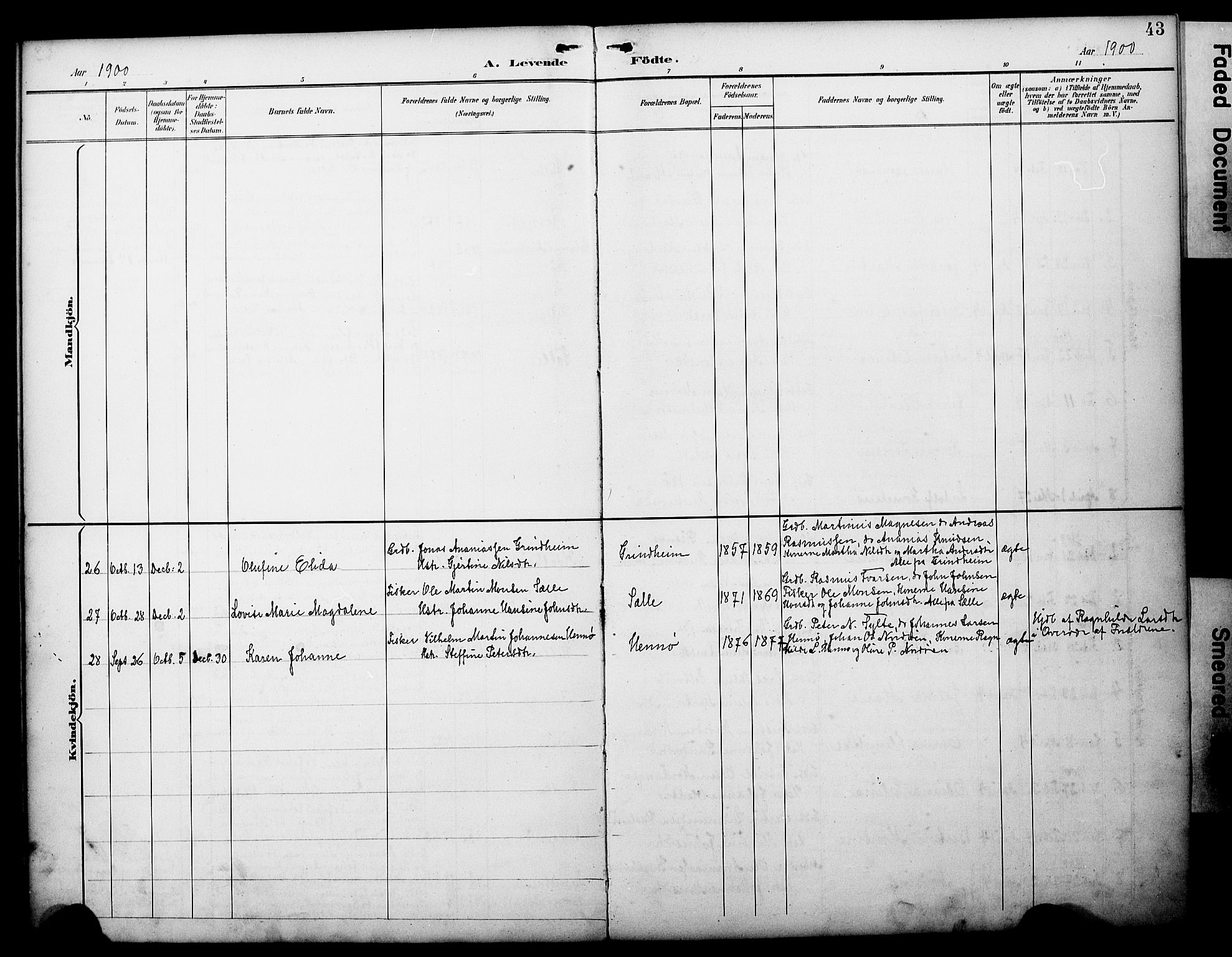 Manger sokneprestembete, AV/SAB-A-76801/H/Haa: Parish register (official) no. C 2, 1891-1902, p. 43