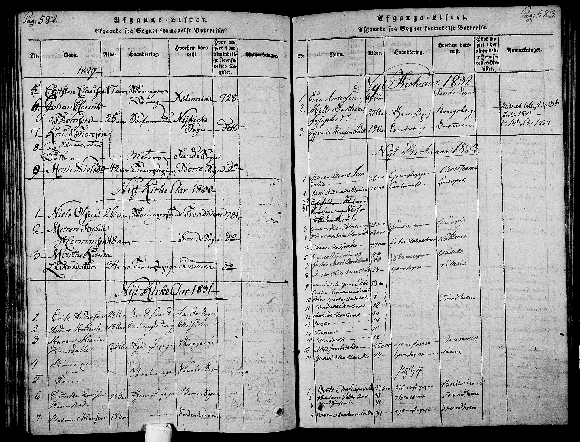 Holmestrand kirkebøker, SAKO/A-346/F/Fa/L0001: Parish register (official) no. 1, 1814-1840, p. 582-583