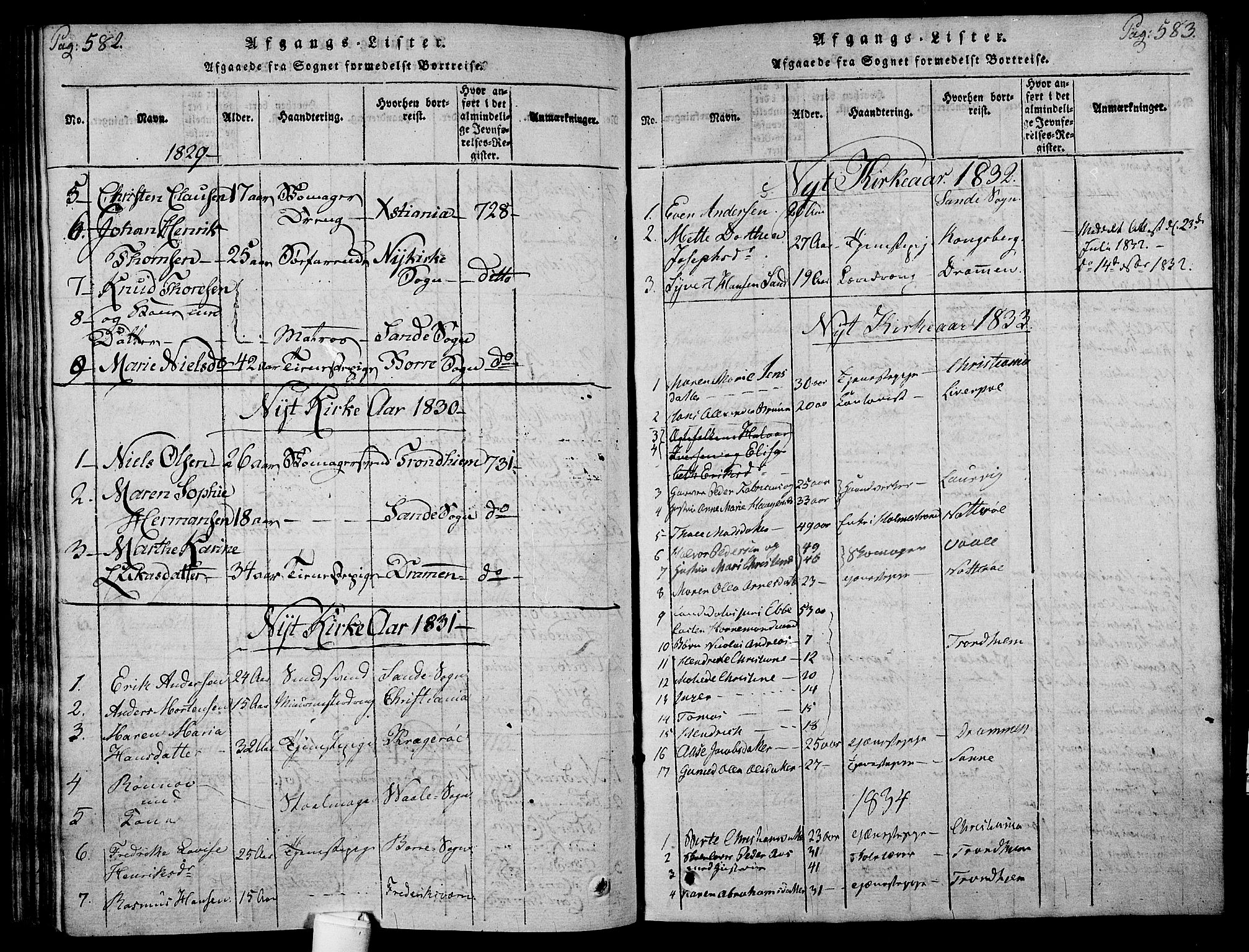 Holmestrand kirkebøker, AV/SAKO-A-346/F/Fa/L0001: Parish register (official) no. 1, 1814-1840, p. 582-583