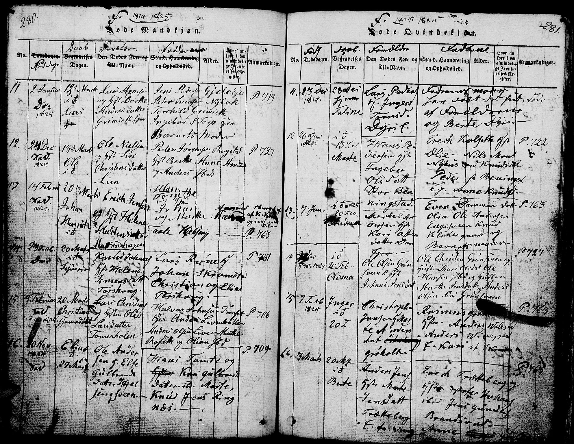 Løten prestekontor, AV/SAH-PREST-022/L/La/L0001: Parish register (copy) no. 1, 1812-1832, p. 280-281