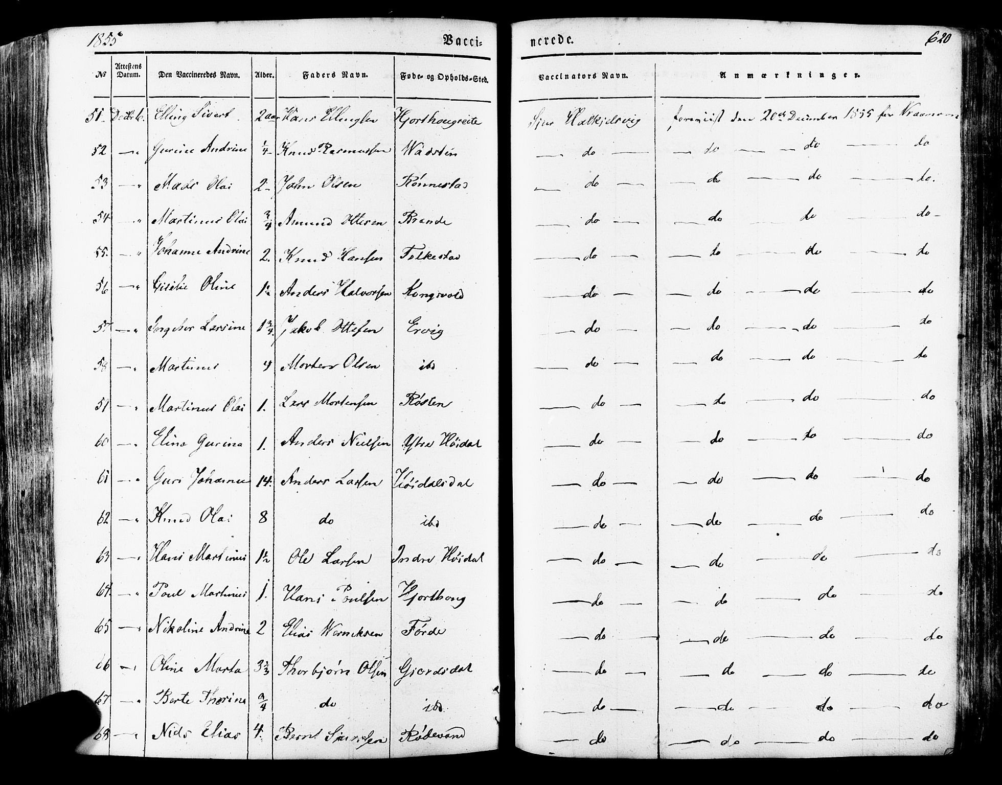 Ministerialprotokoller, klokkerbøker og fødselsregistre - Møre og Romsdal, SAT/A-1454/511/L0140: Parish register (official) no. 511A07, 1851-1878, p. 620