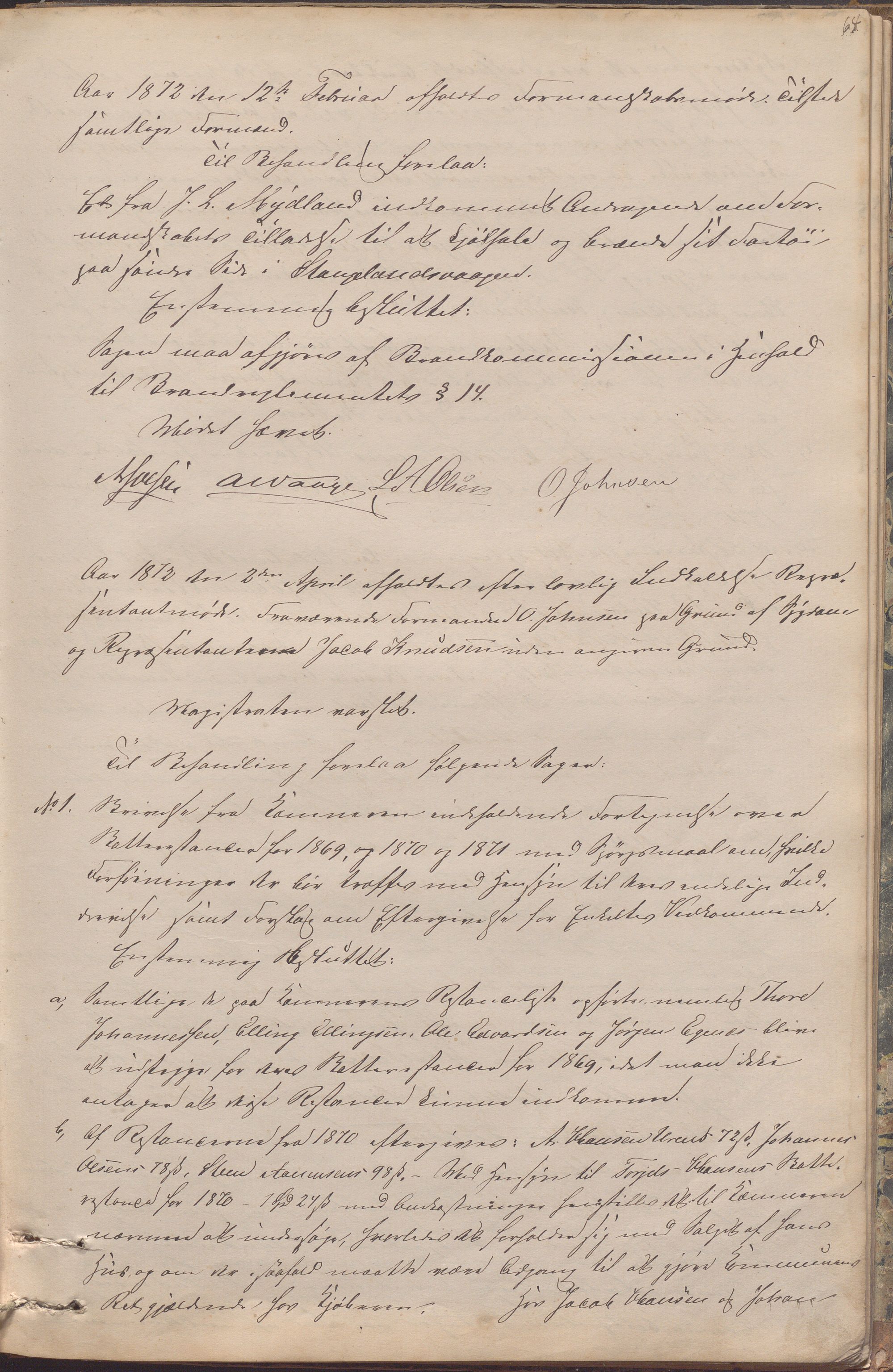 Kopervik Kommune - Formannskapet og Bystyret, IKAR/K-102468/A/Aa/L0001: Møtebok, 1866-1874, p. 64a