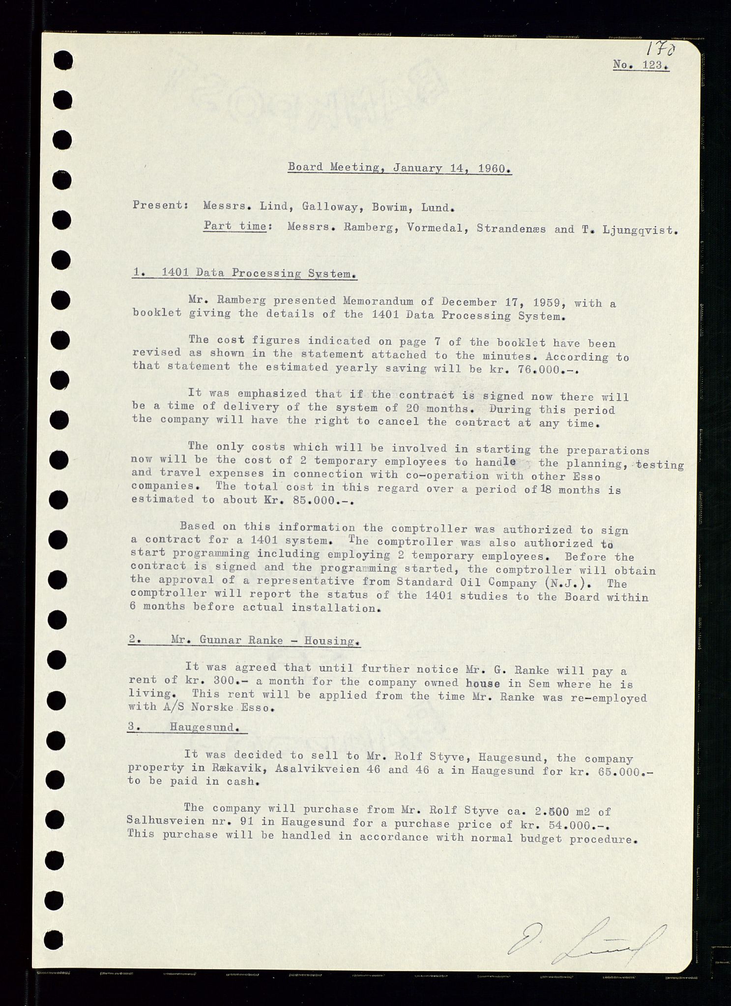 Pa 0982 - Esso Norge A/S, AV/SAST-A-100448/A/Aa/L0001/0002: Den administrerende direksjon Board minutes (styrereferater) / Den administrerende direksjon Board minutes (styrereferater), 1960-1961, p. 6