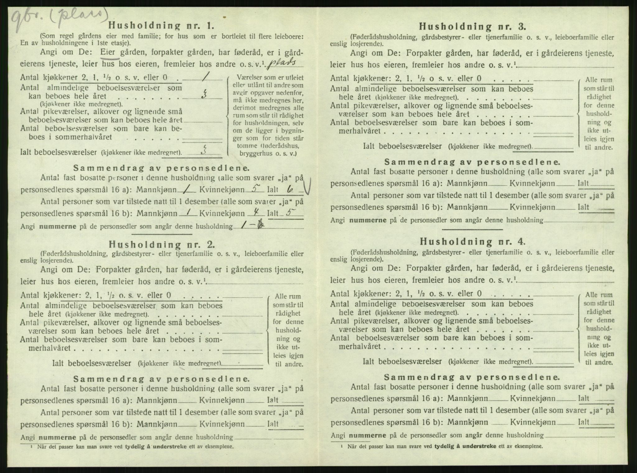 SAT, 1920 census for Korgen, 1920, p. 461