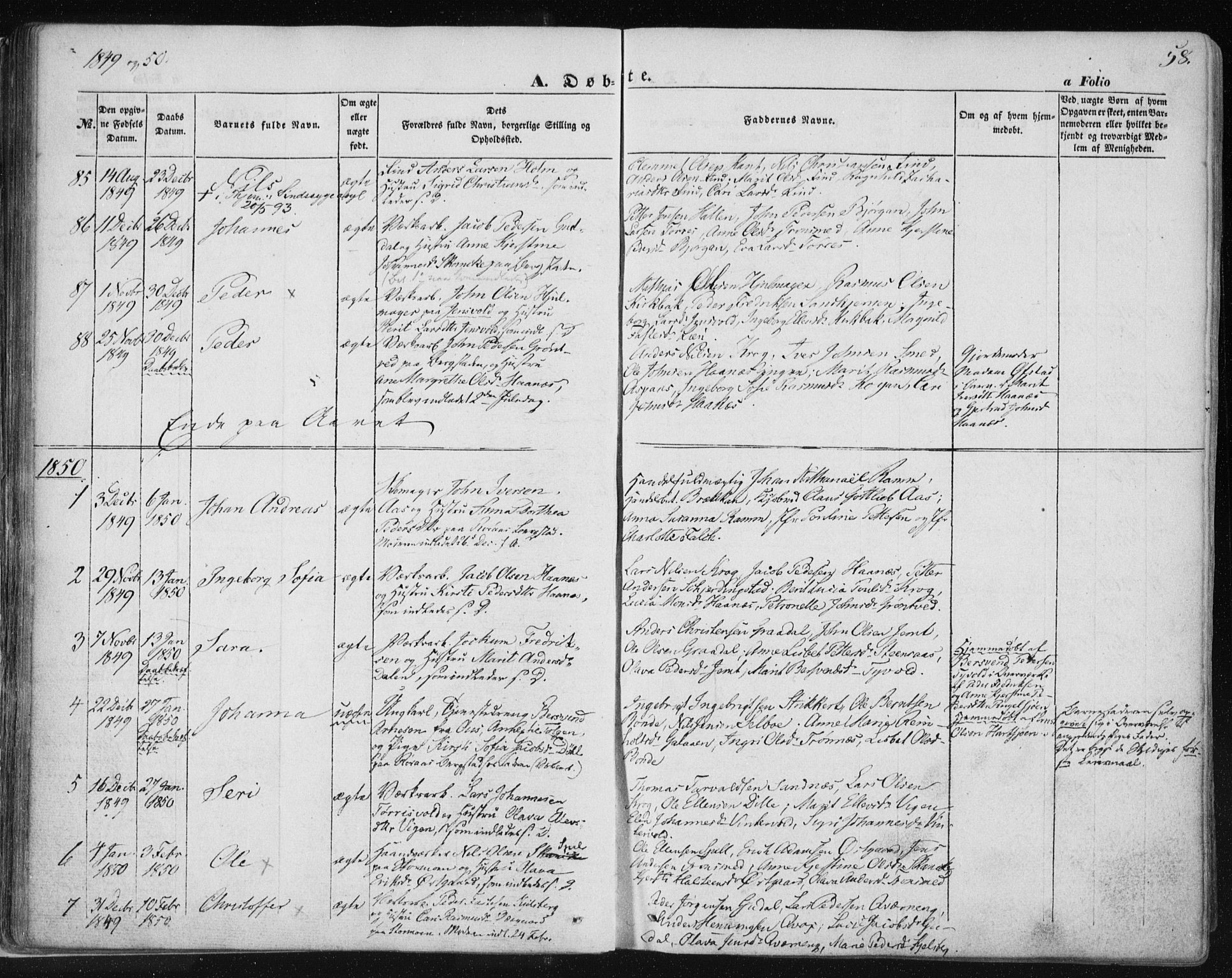 Ministerialprotokoller, klokkerbøker og fødselsregistre - Sør-Trøndelag, SAT/A-1456/681/L0931: Parish register (official) no. 681A09, 1845-1859, p. 58