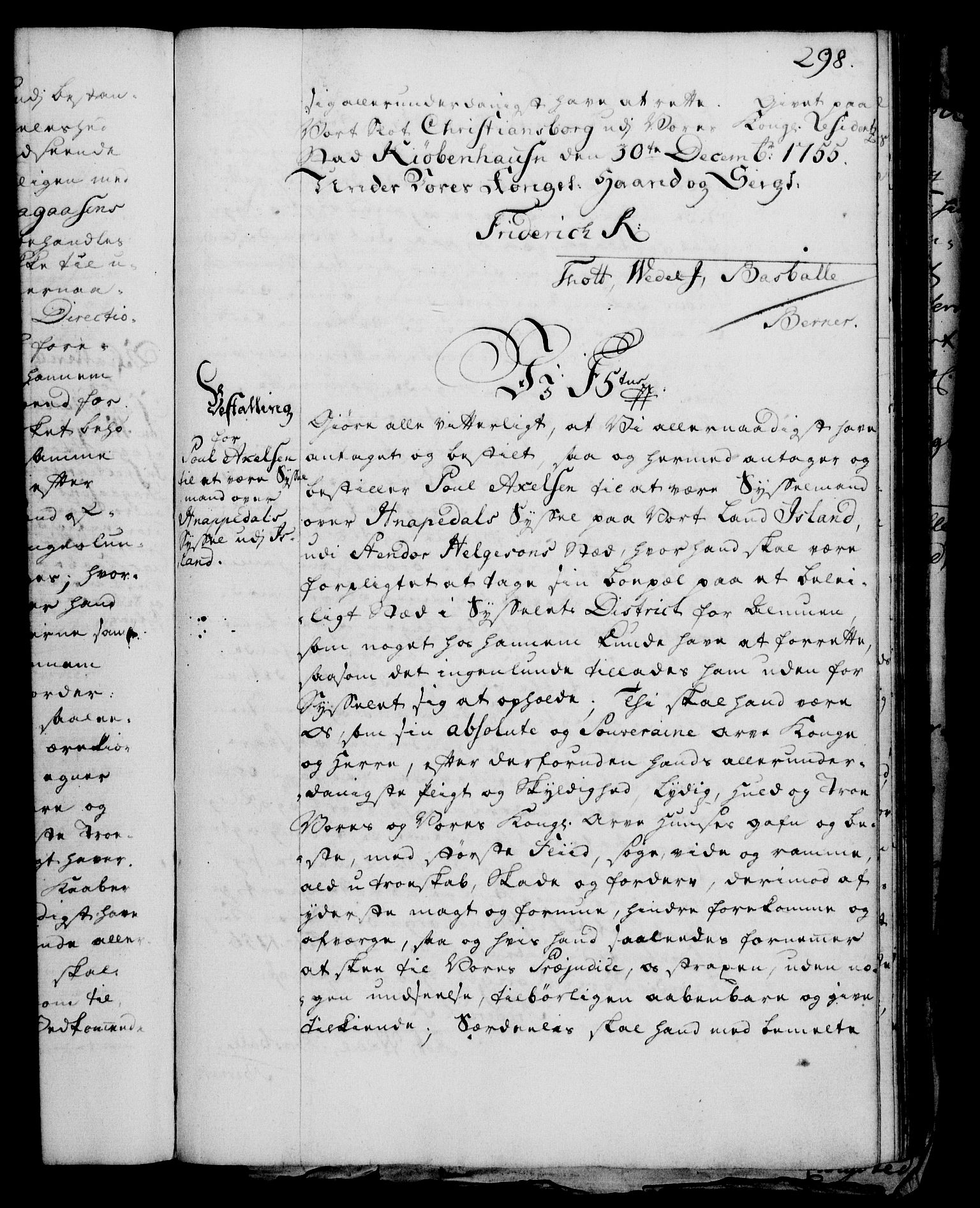 Rentekammeret, Kammerkanselliet, RA/EA-3111/G/Gg/Gge/L0003: Norsk bestallingsprotokoll med register (merket RK 53.27), 1745-1761, p. 298