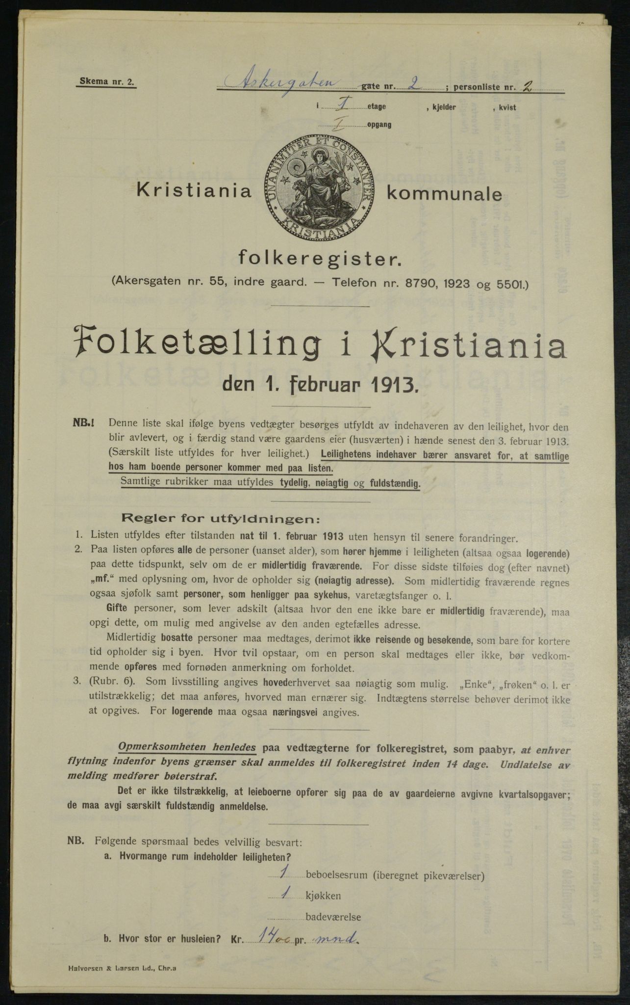 OBA, Municipal Census 1913 for Kristiania, 1913, p. 2424
