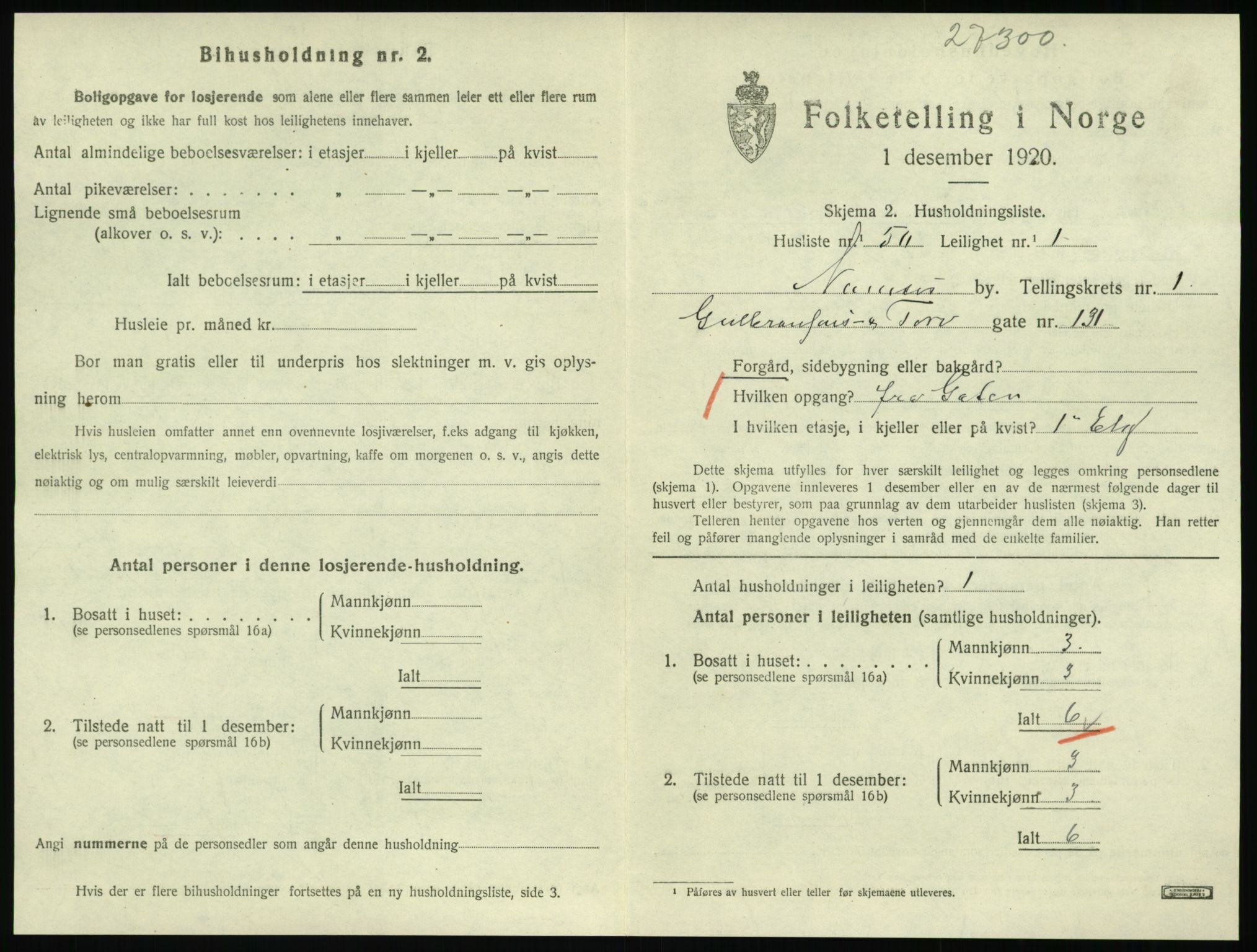 SAT, 1920 census for Namsos, 1920, p. 965