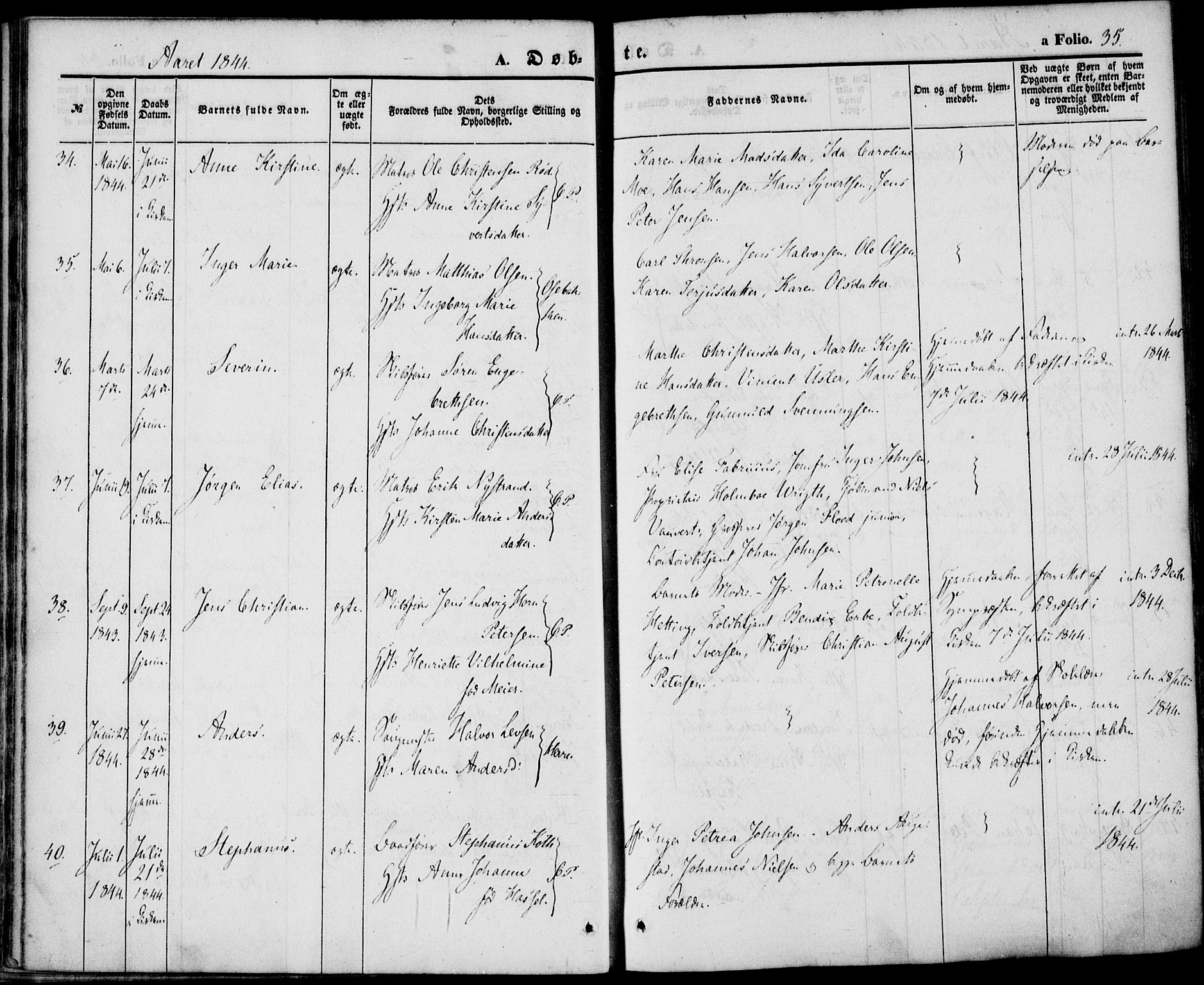 Porsgrunn kirkebøker , AV/SAKO-A-104/F/Fa/L0006: Parish register (official) no. 6, 1841-1857, p. 35